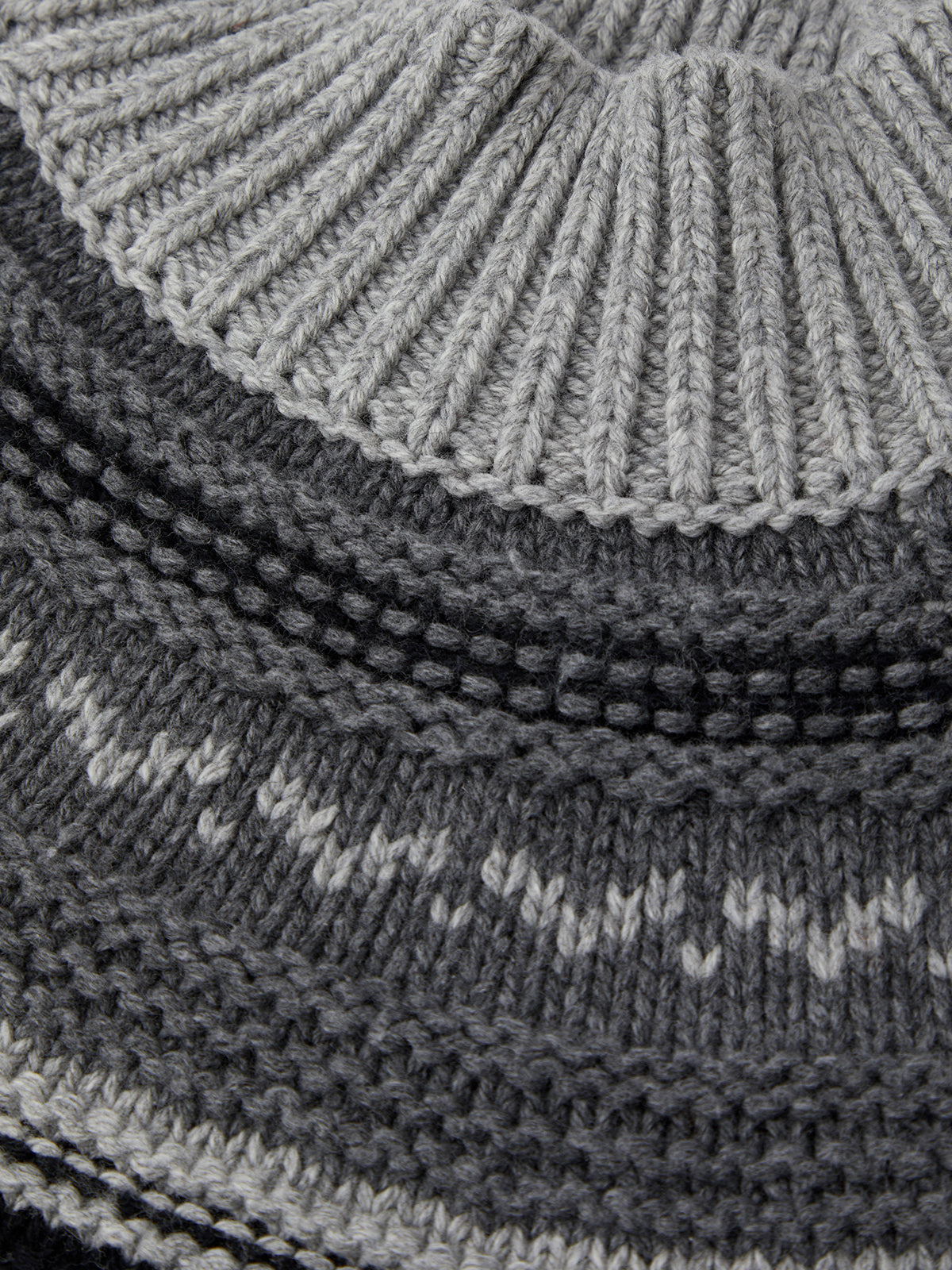Stack of gray knitted fabric with patterned texture