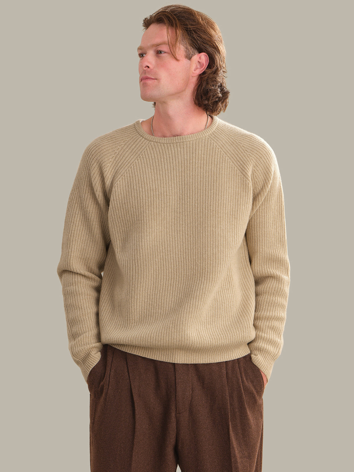 Men's Cashmere Shaker Stitch Crewneck Sweater