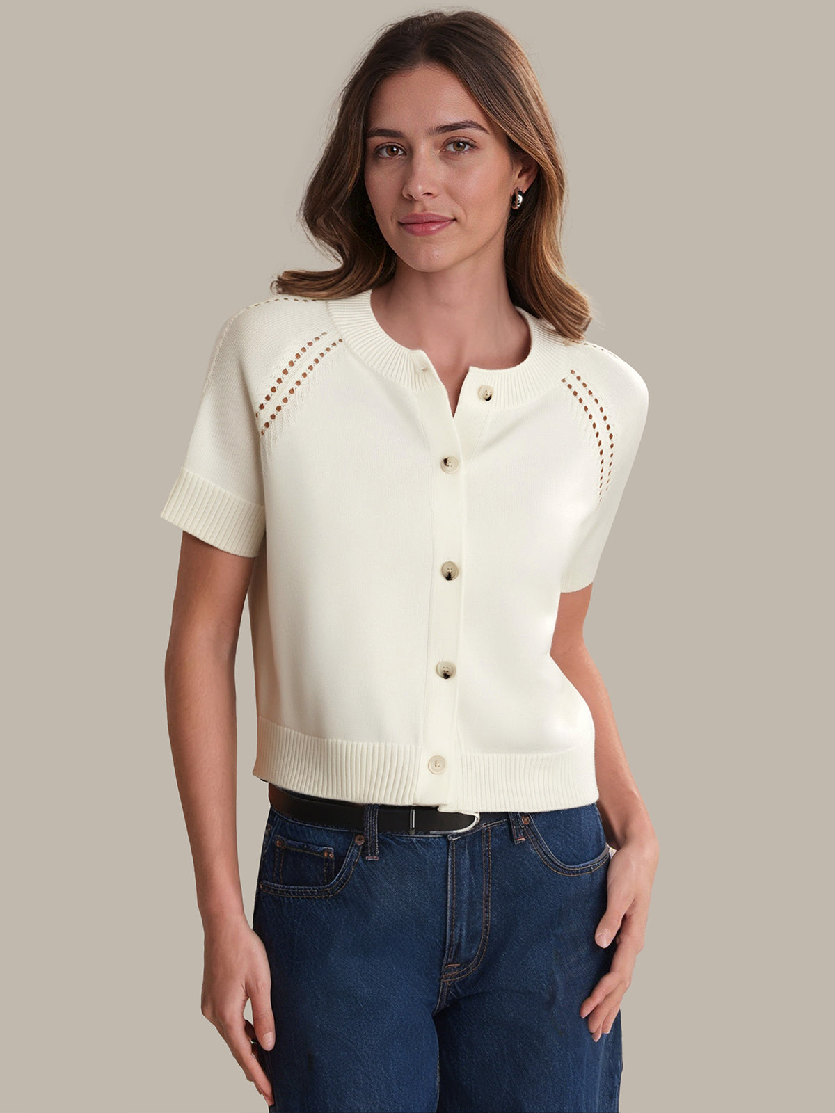 Melody: Cotton Button Down Cardigan