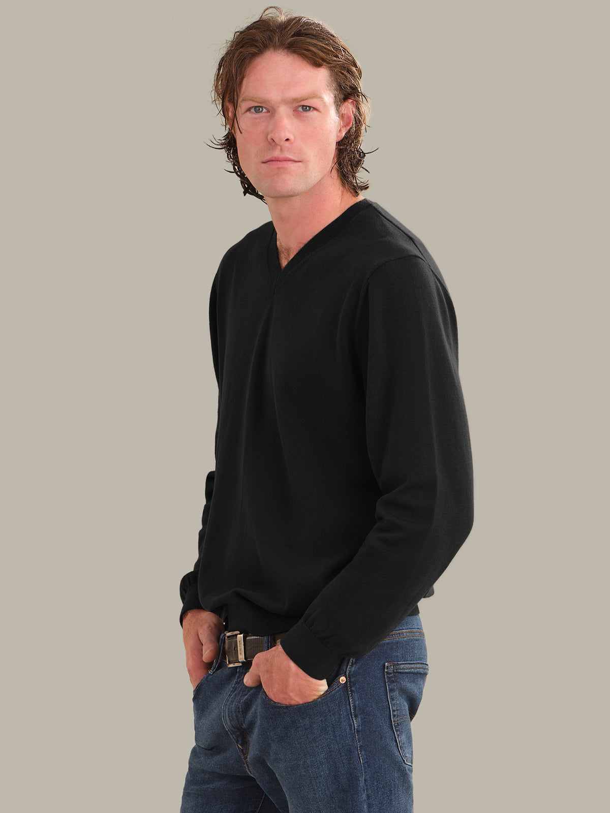 Men's Cotton V-Neck Sweater