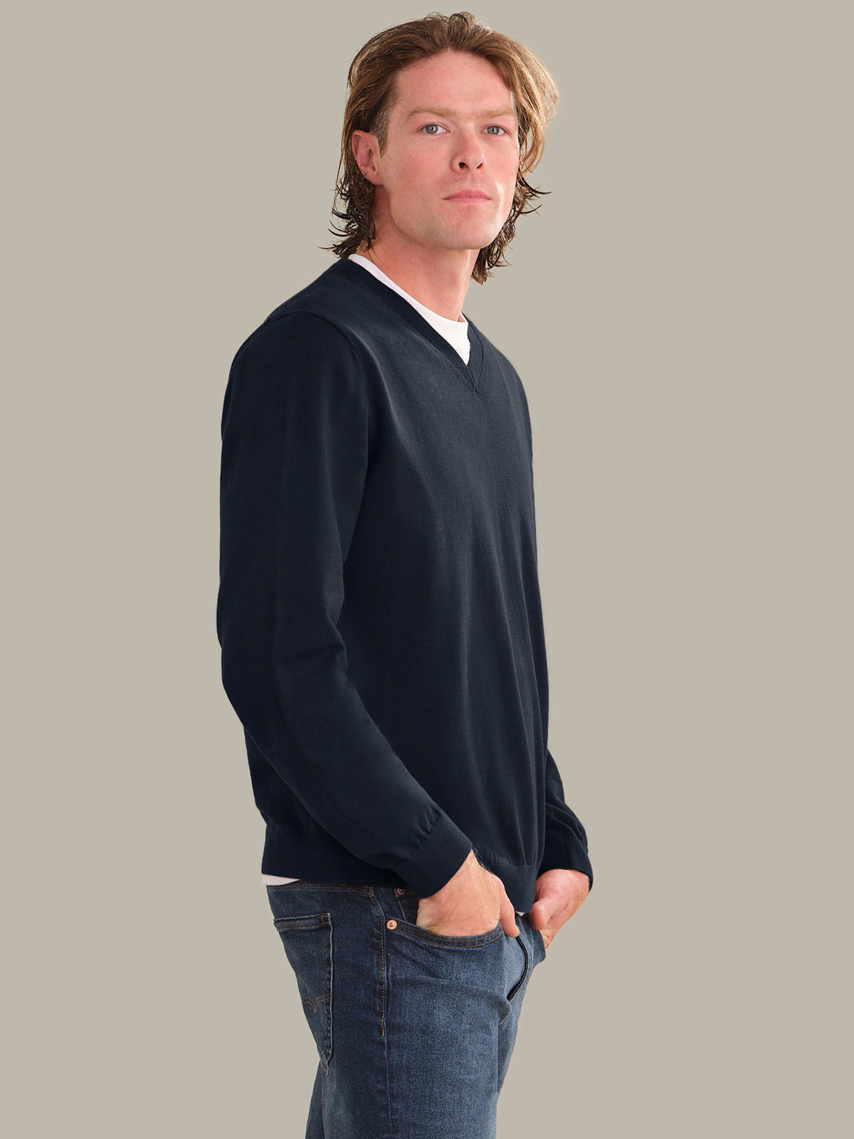 Men's Cotton V-Neck Sweater