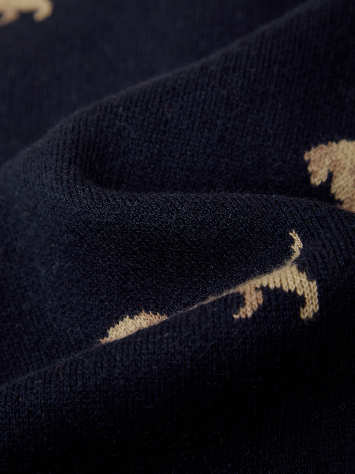 Navy fabric with beige floral patterns