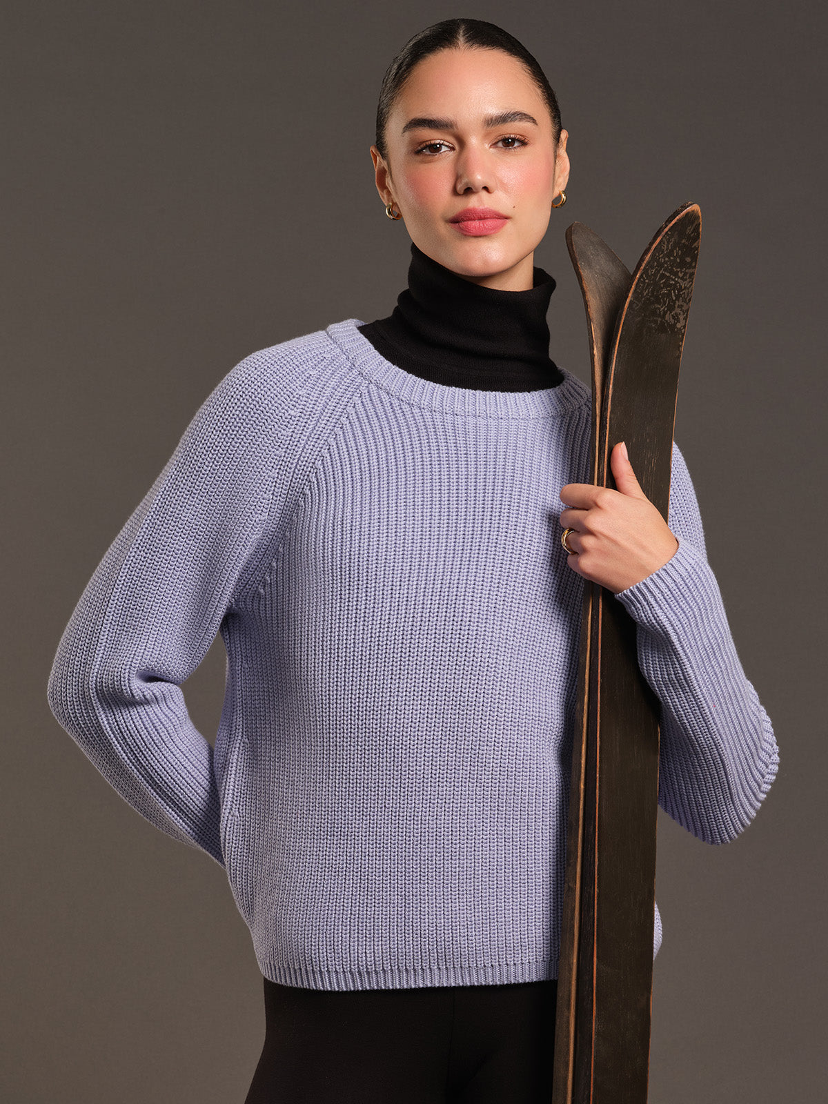Jane: Crewneck Shaker Stitch Cotton Sweater