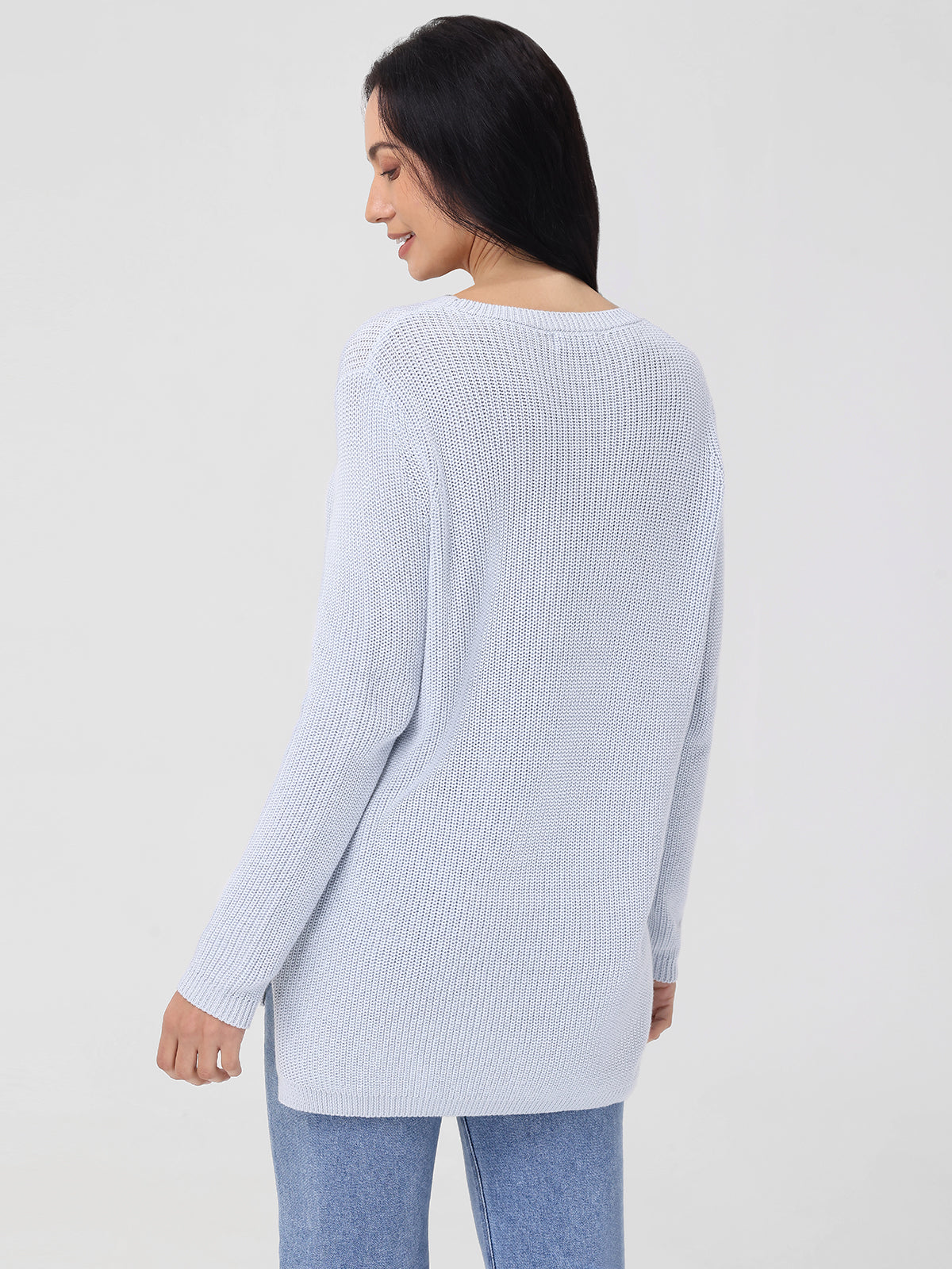 Emma: 100% Cotton Crewneck Shaker Stitch Sweater