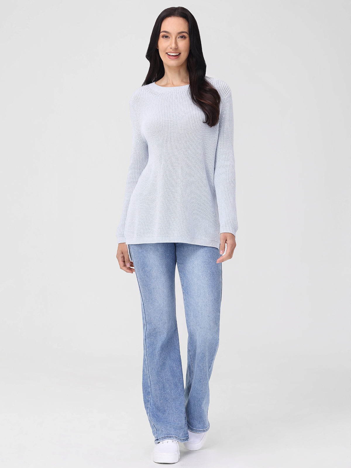 Emma: 100% Cotton Crewneck Shaker Stitch Sweater