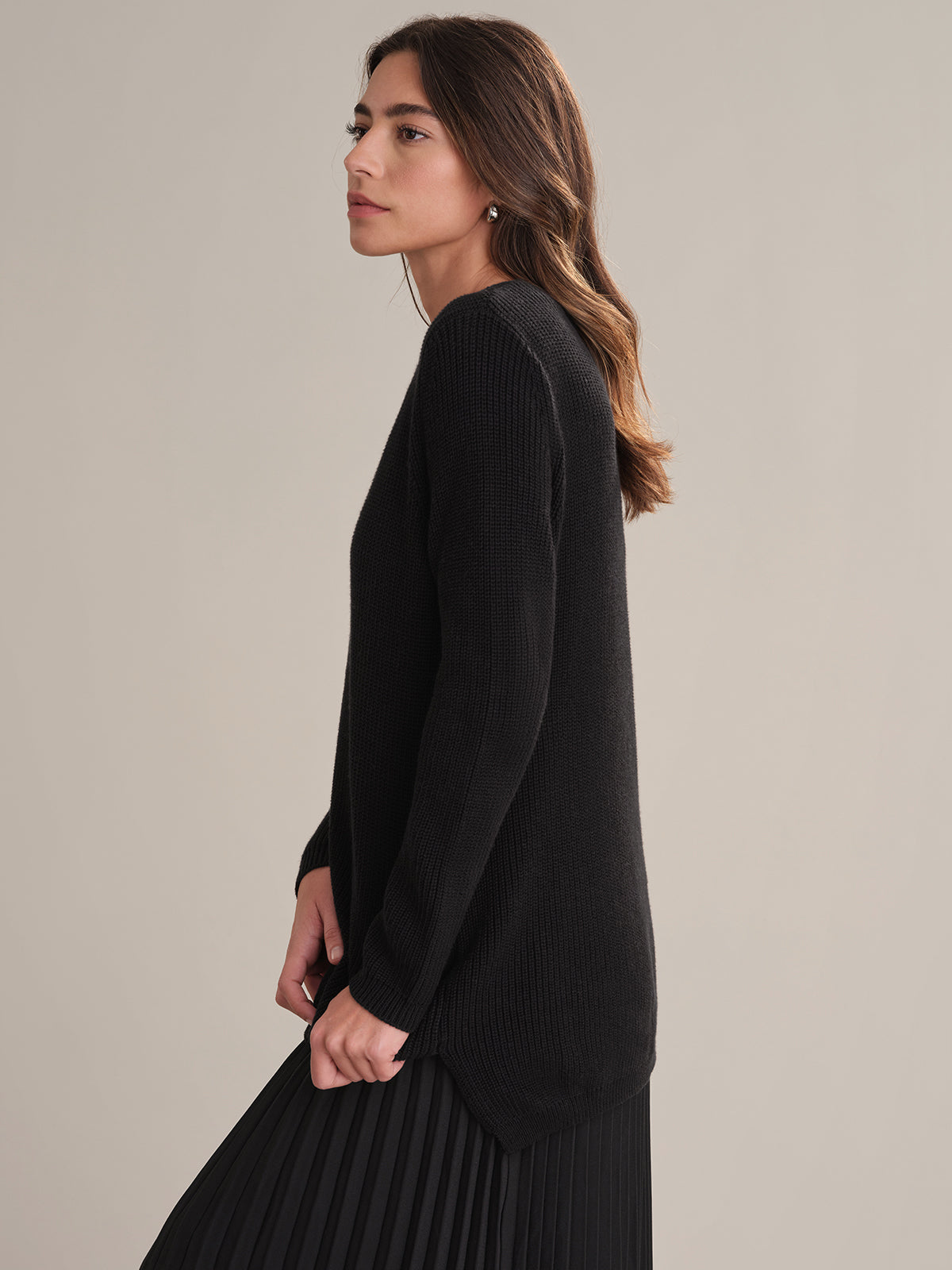 Emma: Crewneck Shaker Stitch Cotton Sweater