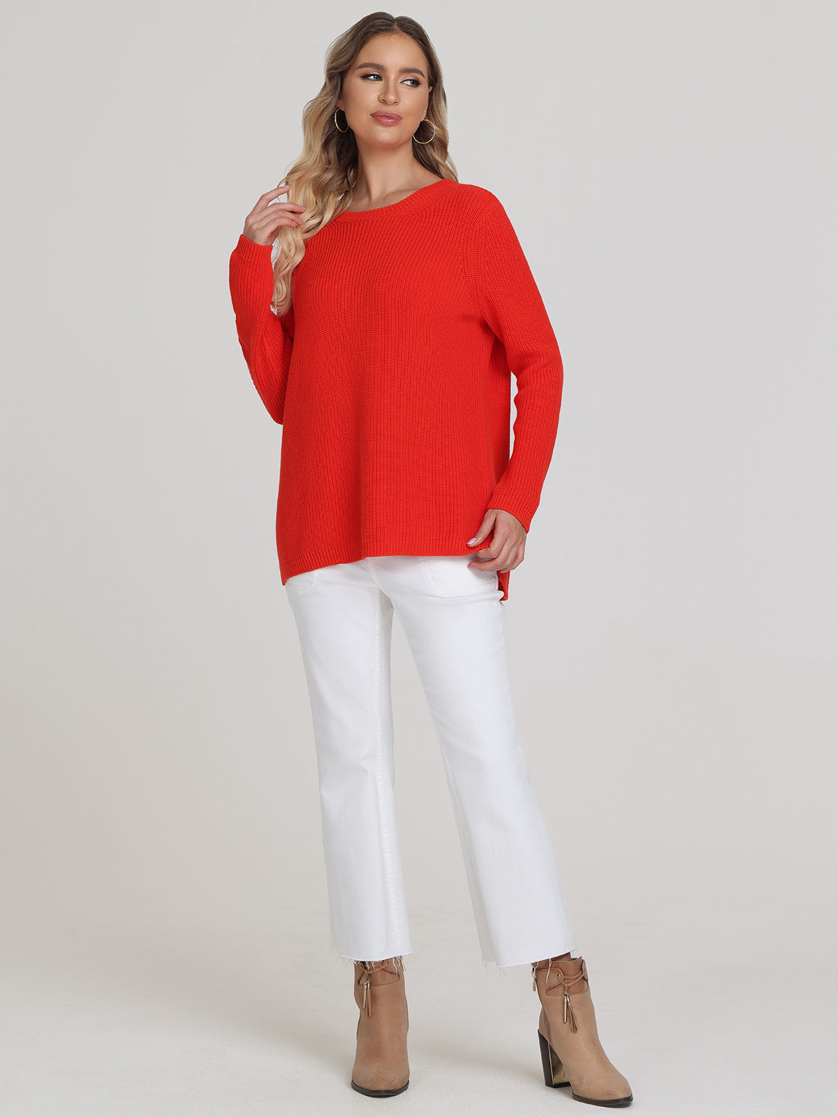 Emma: 100% Cotton Crewneck Shaker Stitch Sweater