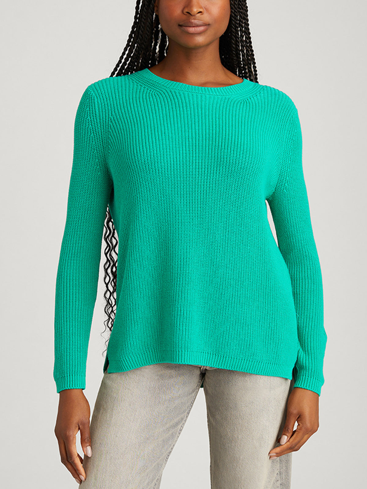 Emma: 100% Cotton Crewneck Shaker Stitch Sweater