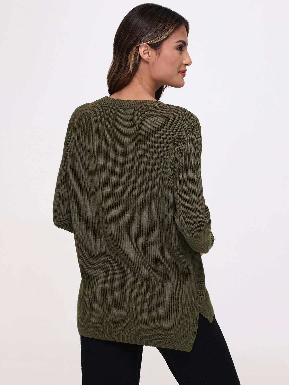 Emma: 100% Cotton Crewneck Shaker Stitch Sweater