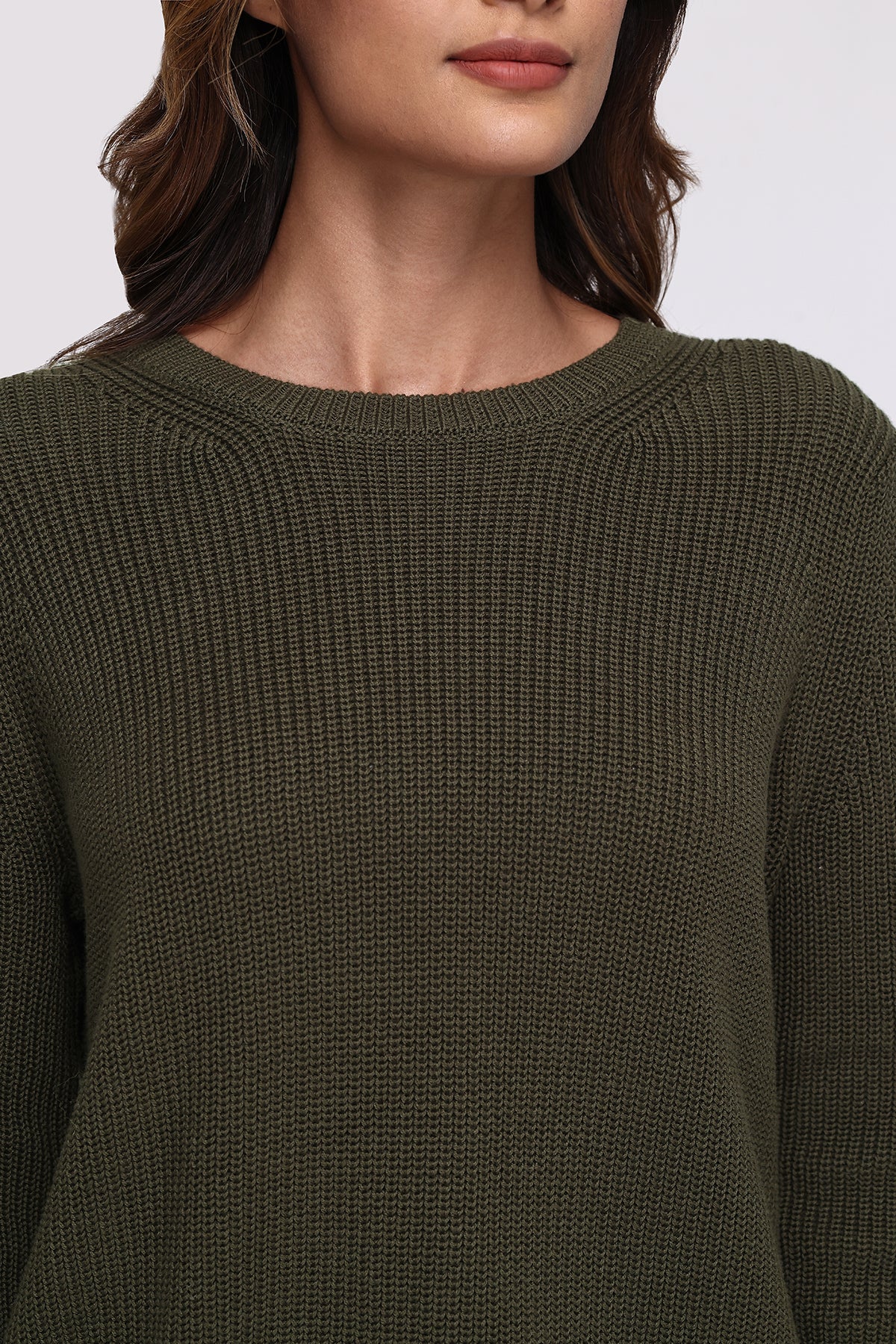 Emma: 100% Cotton Crewneck Shaker Stitch Sweater