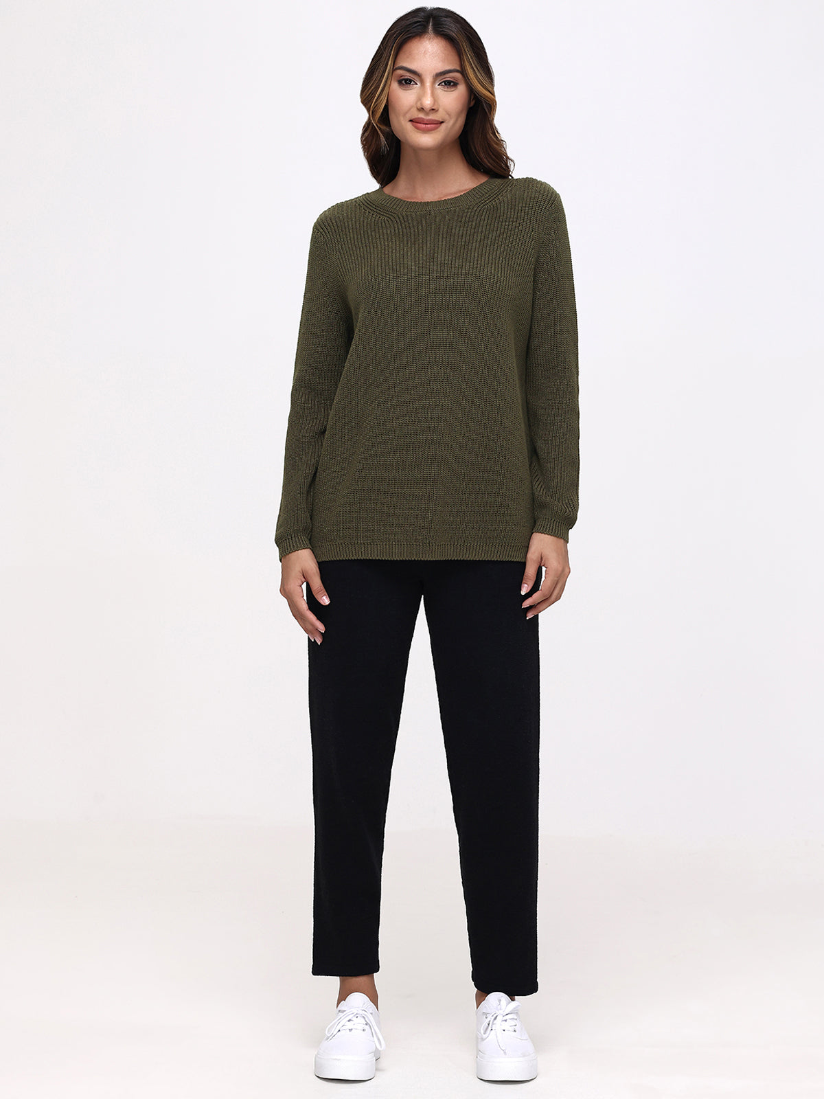 Emma: 100% Cotton Crewneck Shaker Stitch Sweater