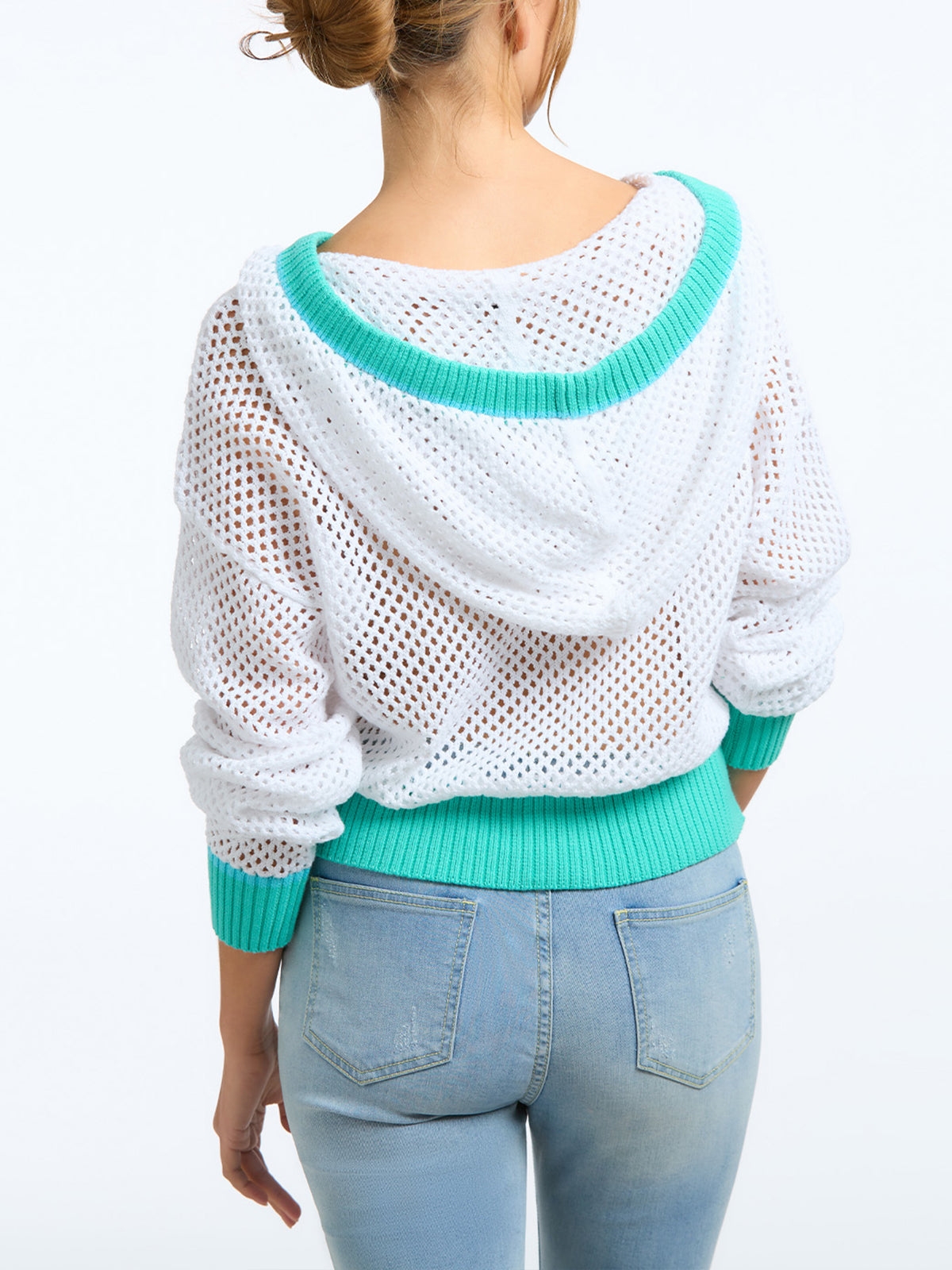 100% Cotton Crochet Colorblock Hoodie