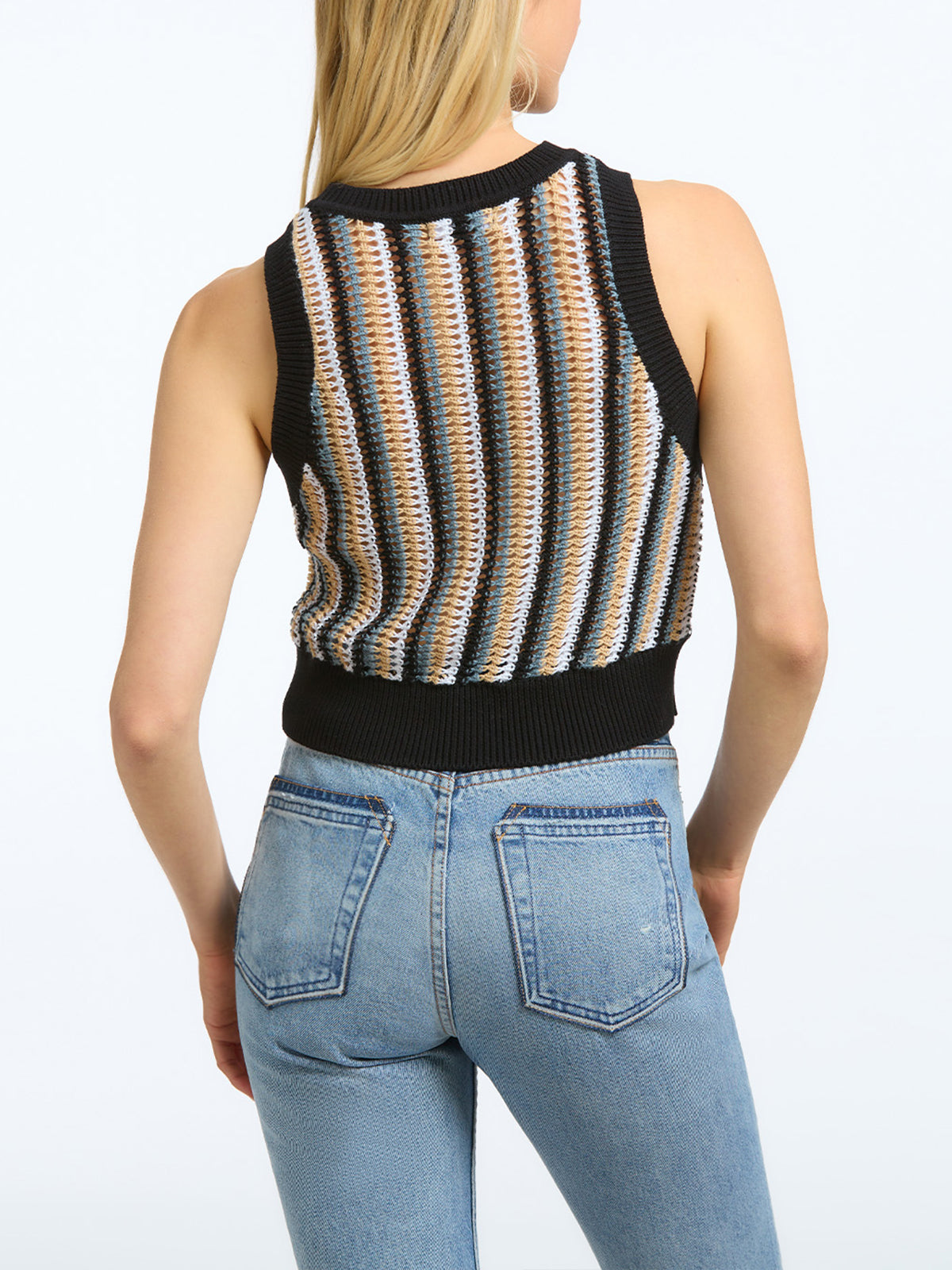 100% Cotton Stripe Crochet Tank