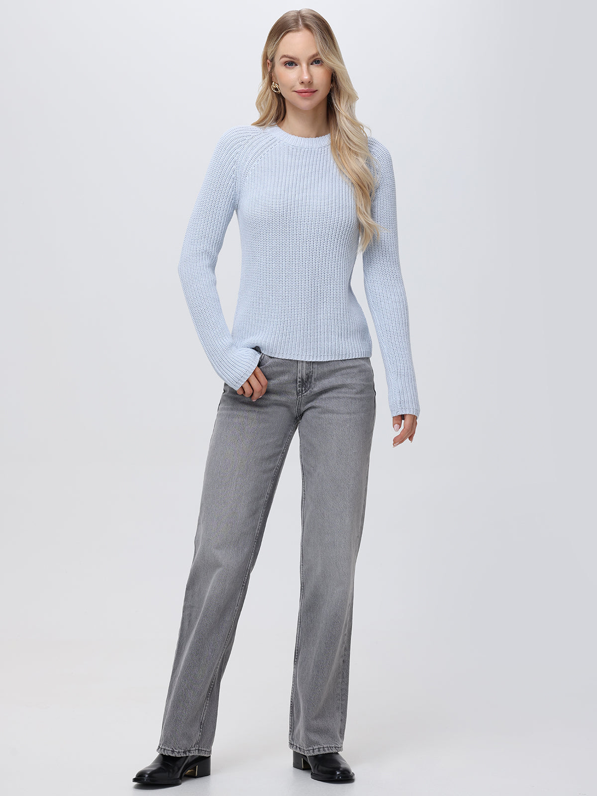 Jane: 100% Cotton Shaker Stitch Raglan Sleeve Sweater