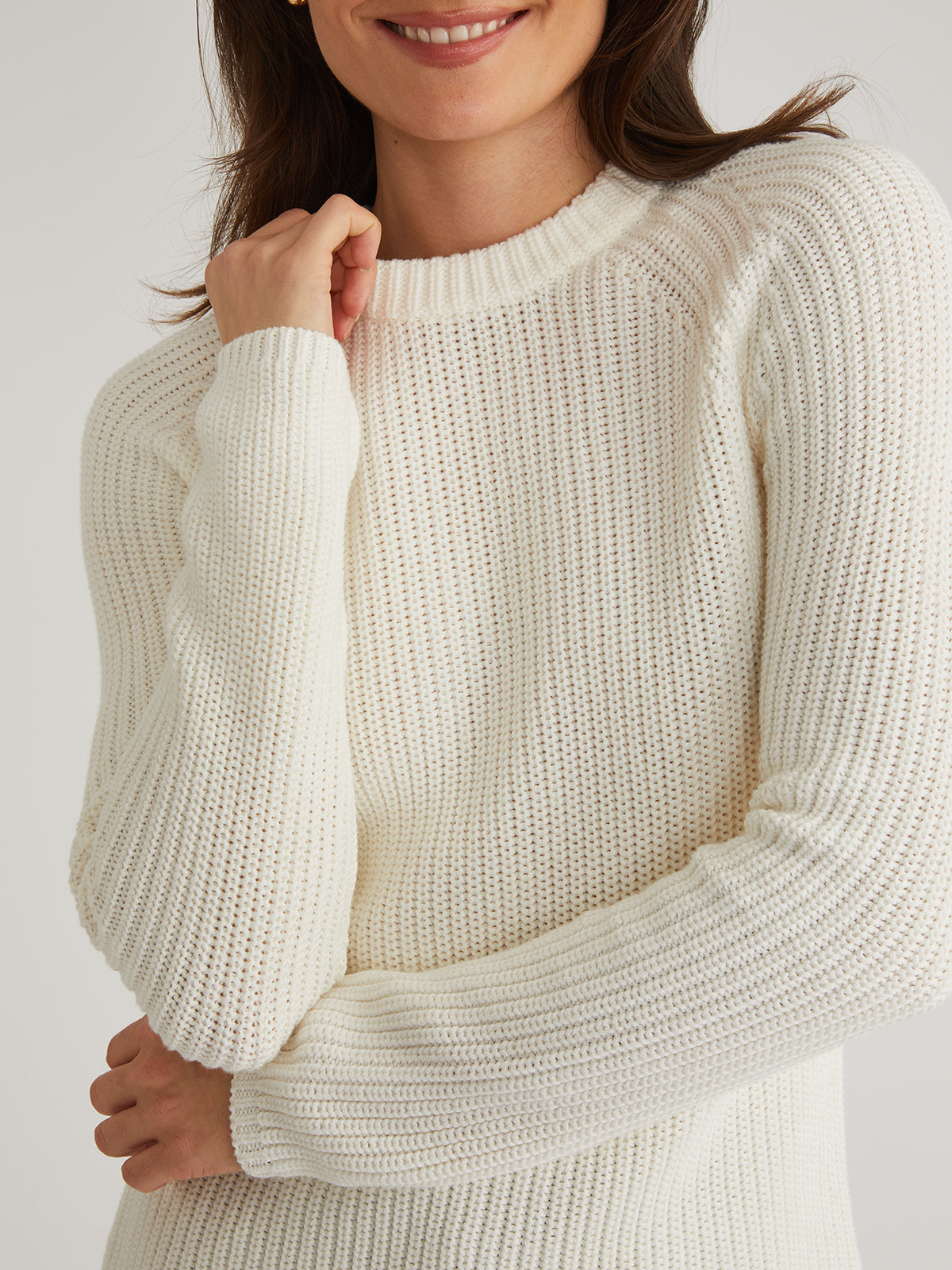 Jane: 100% Cotton Shaker Stitch Raglan Sleeve Sweater