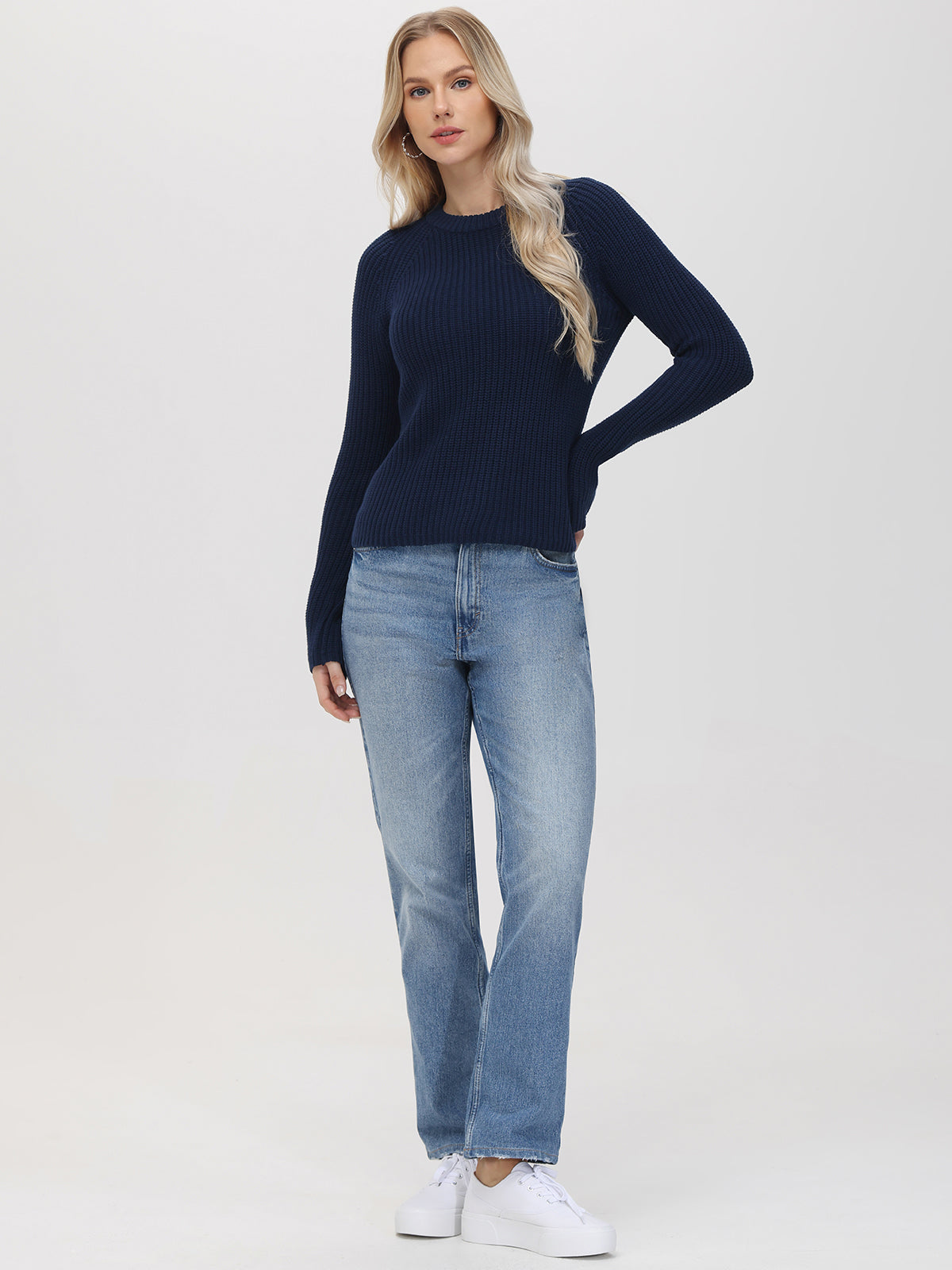 Jane: 100% Cotton Shaker Stitch Raglan Sleeve Sweater