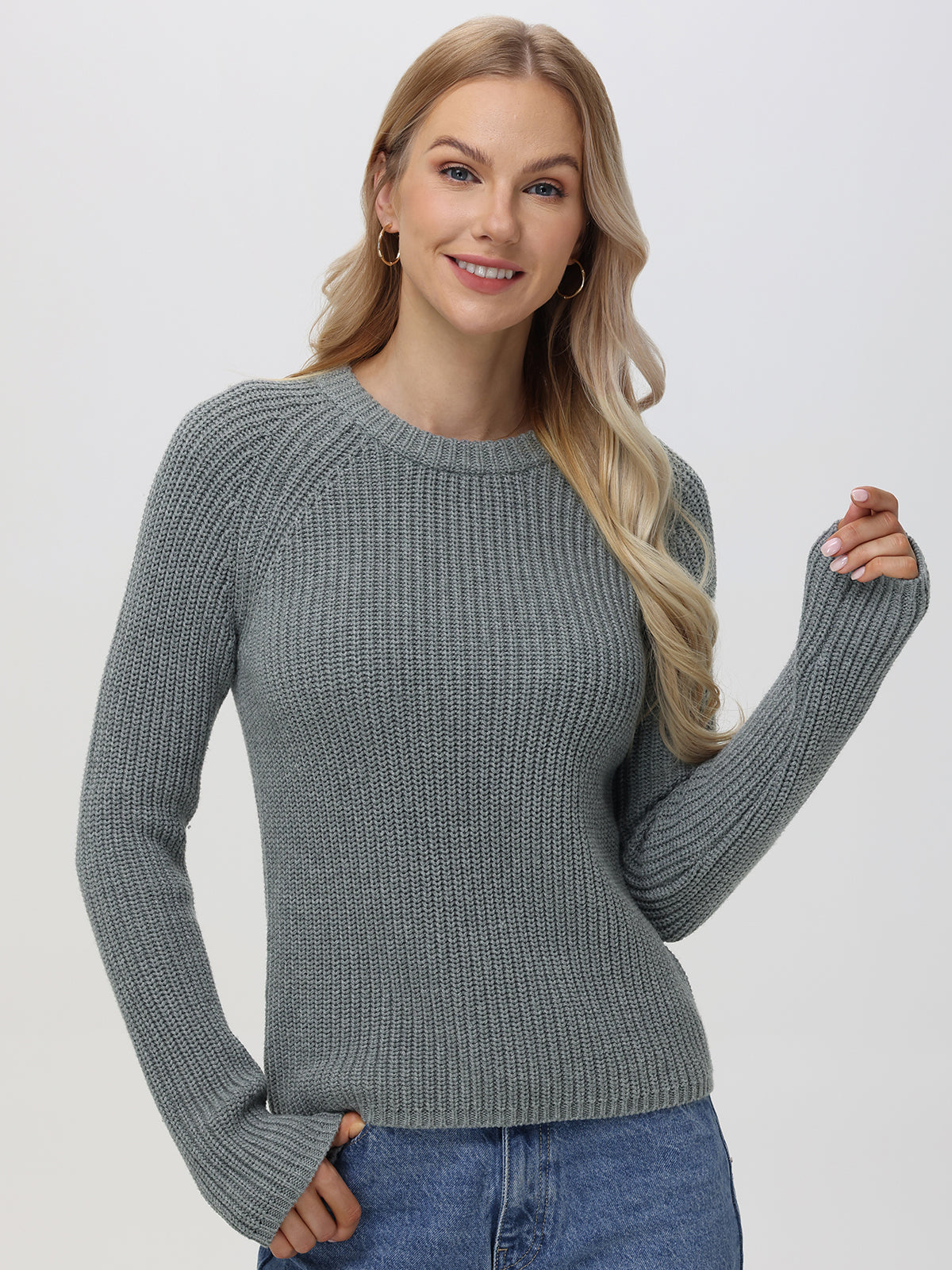 Jane: 100% Cotton Shaker Stitch Raglan Sleeve Sweater