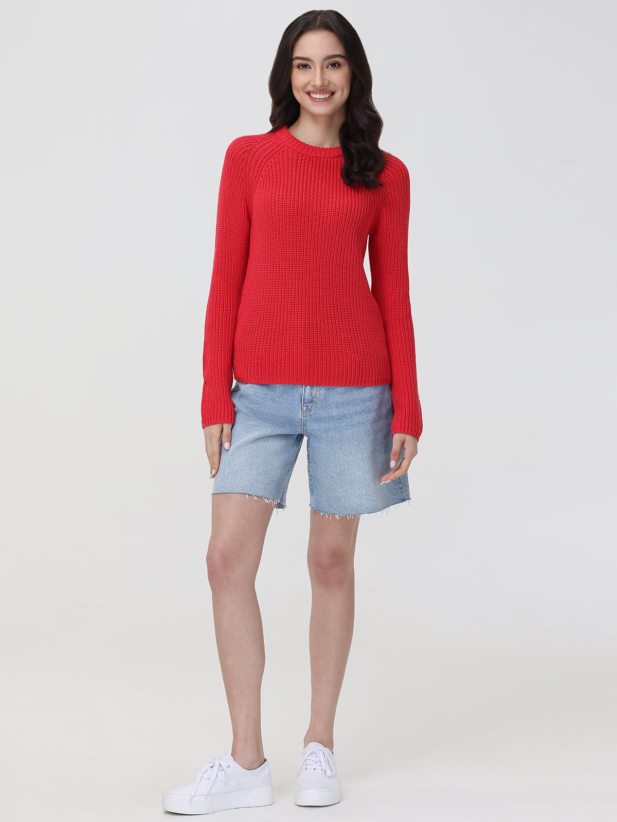 Jane: 100% Cotton Shaker Stitch Raglan Sleeve Sweater