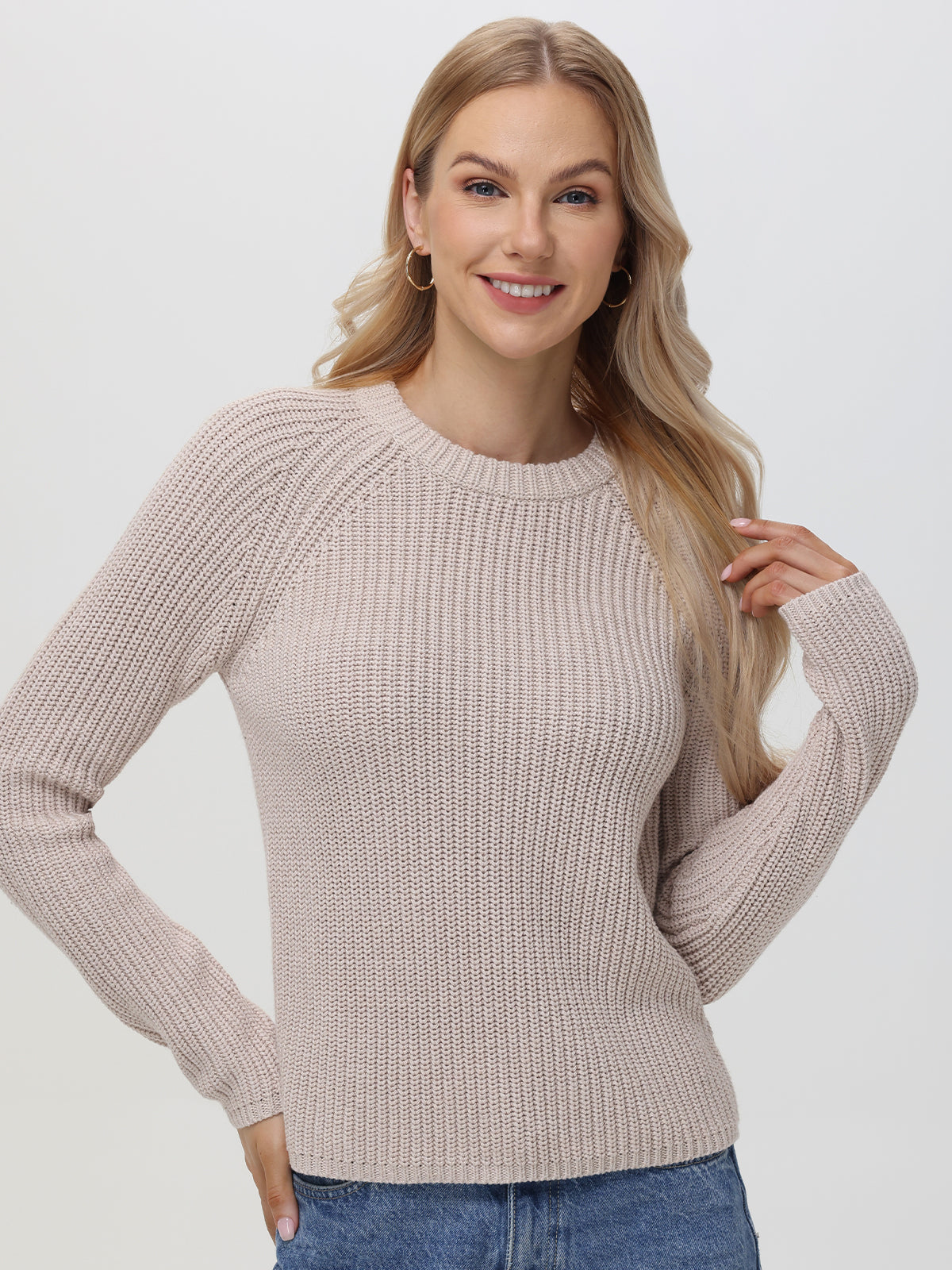 Jane: 100% Cotton Shaker Stitch Raglan Sleeve Sweater