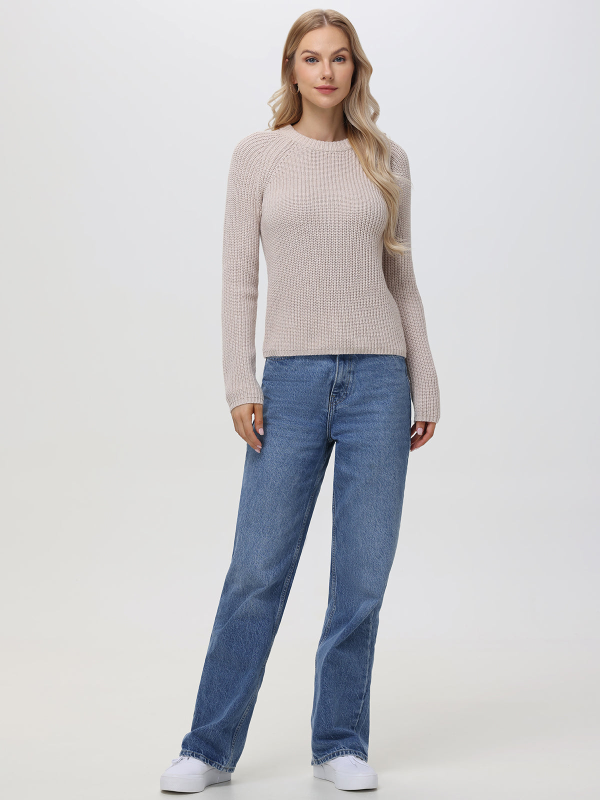 Jane: 100% Cotton Shaker Stitch Raglan Sleeve Sweater