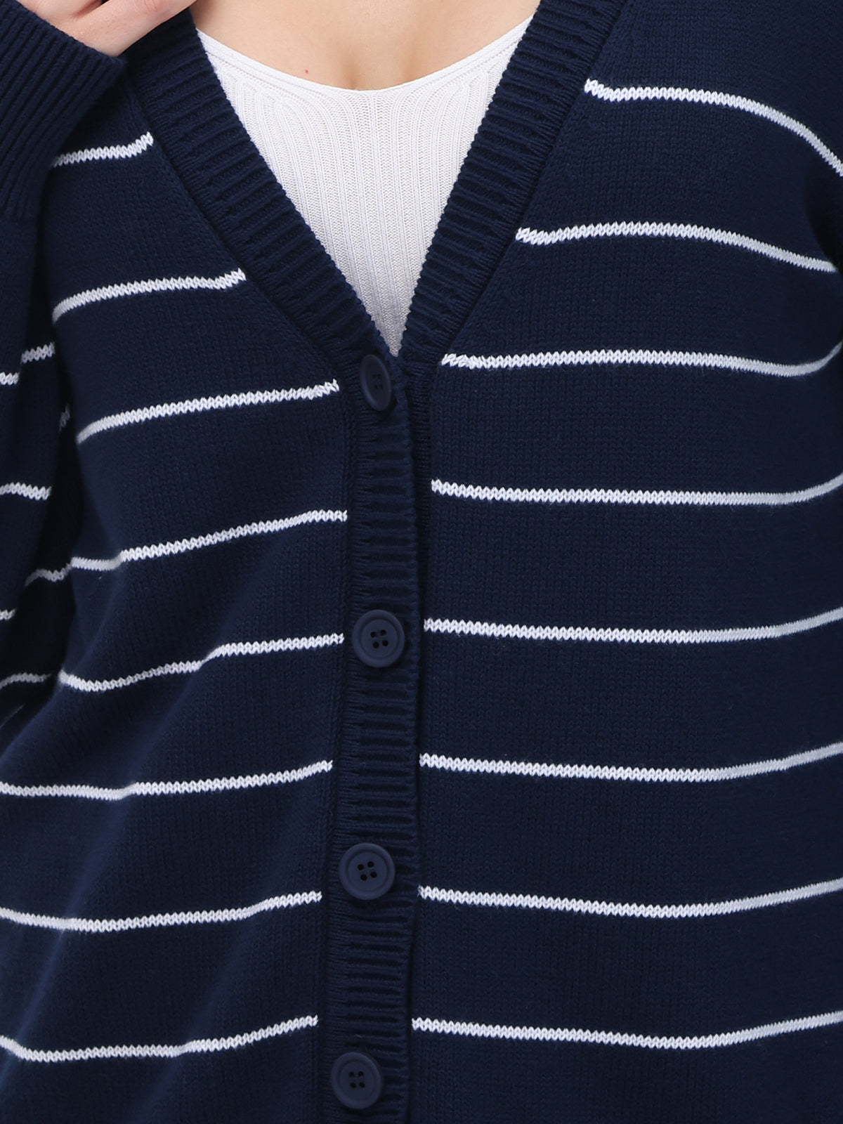 Sarah: 100% Cotton Relaxed Stripe Cardigan