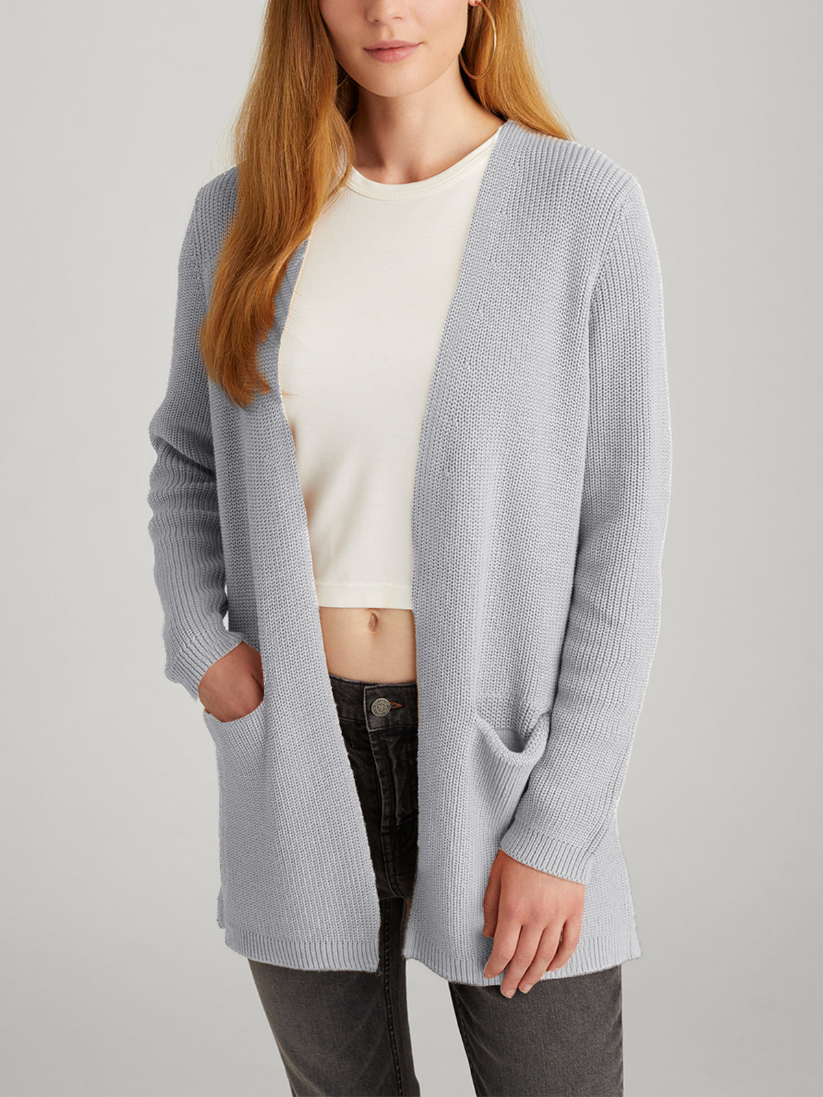 Emma: 100% Cotton Shaker Stitch Open Cardigan