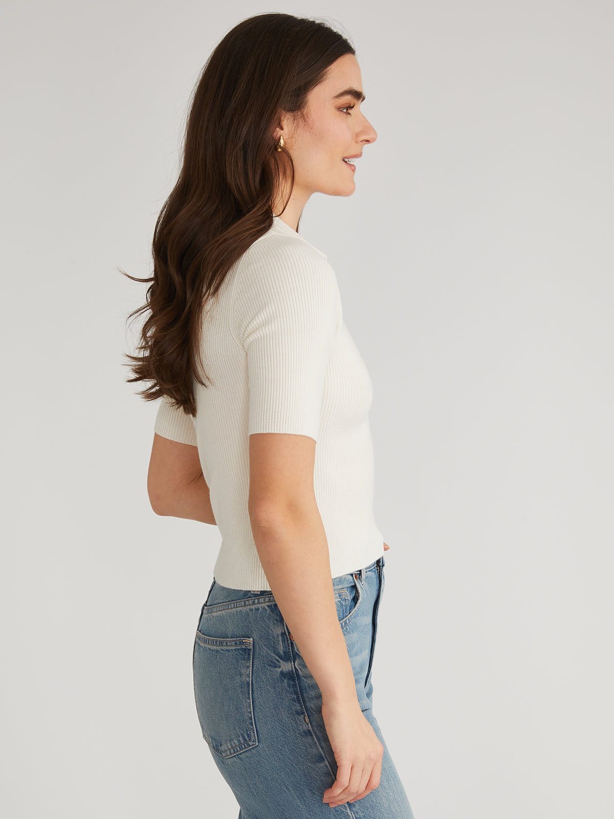 Ginny: Short Sleeve Johnny Collar Top