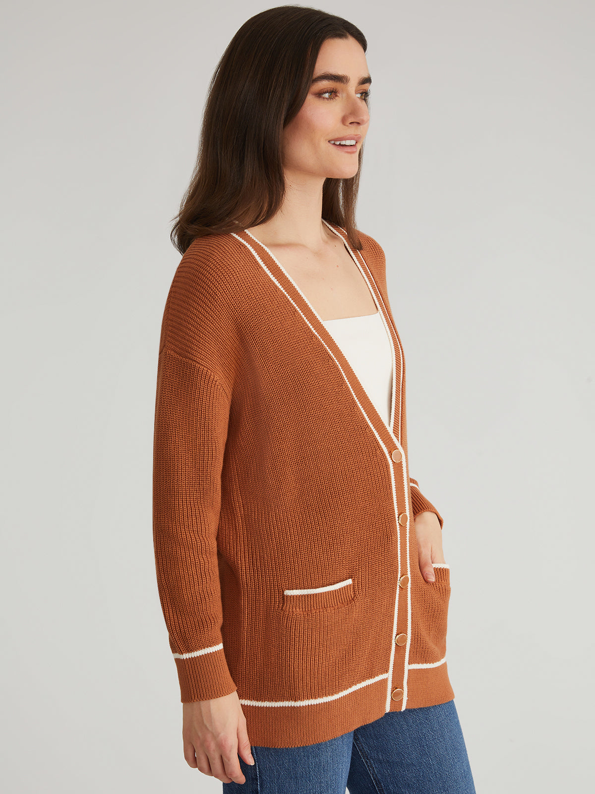 Emma: 100% Cotton Tipped Oversized Cardigan