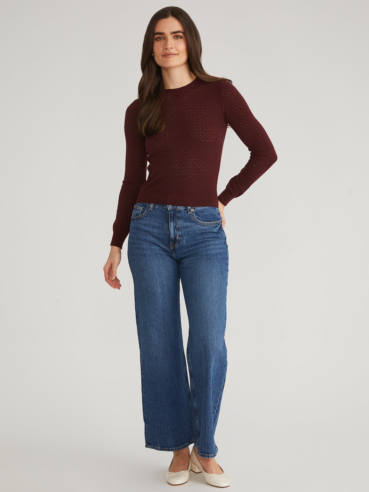 Holly: Pointelle Crewneck Pullover