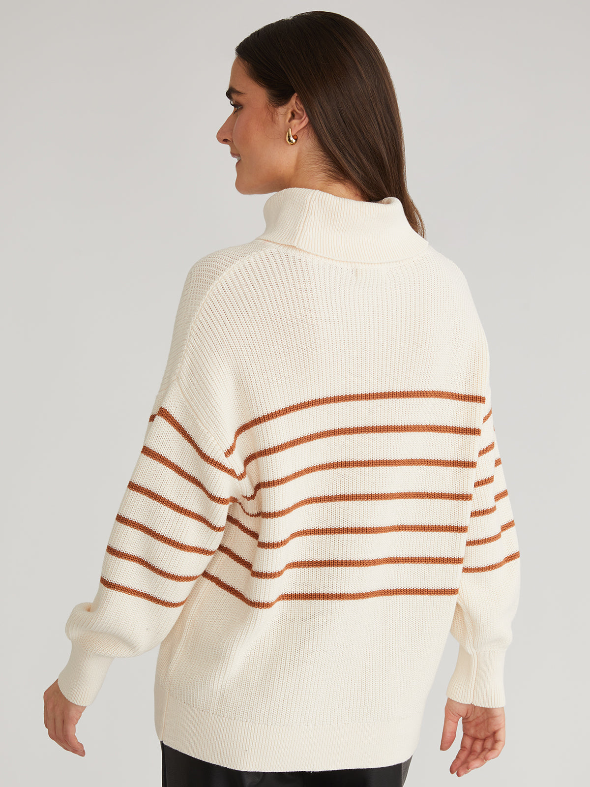 Elise: 100% Cotton Oversize Stripe Turtleneck Pullover