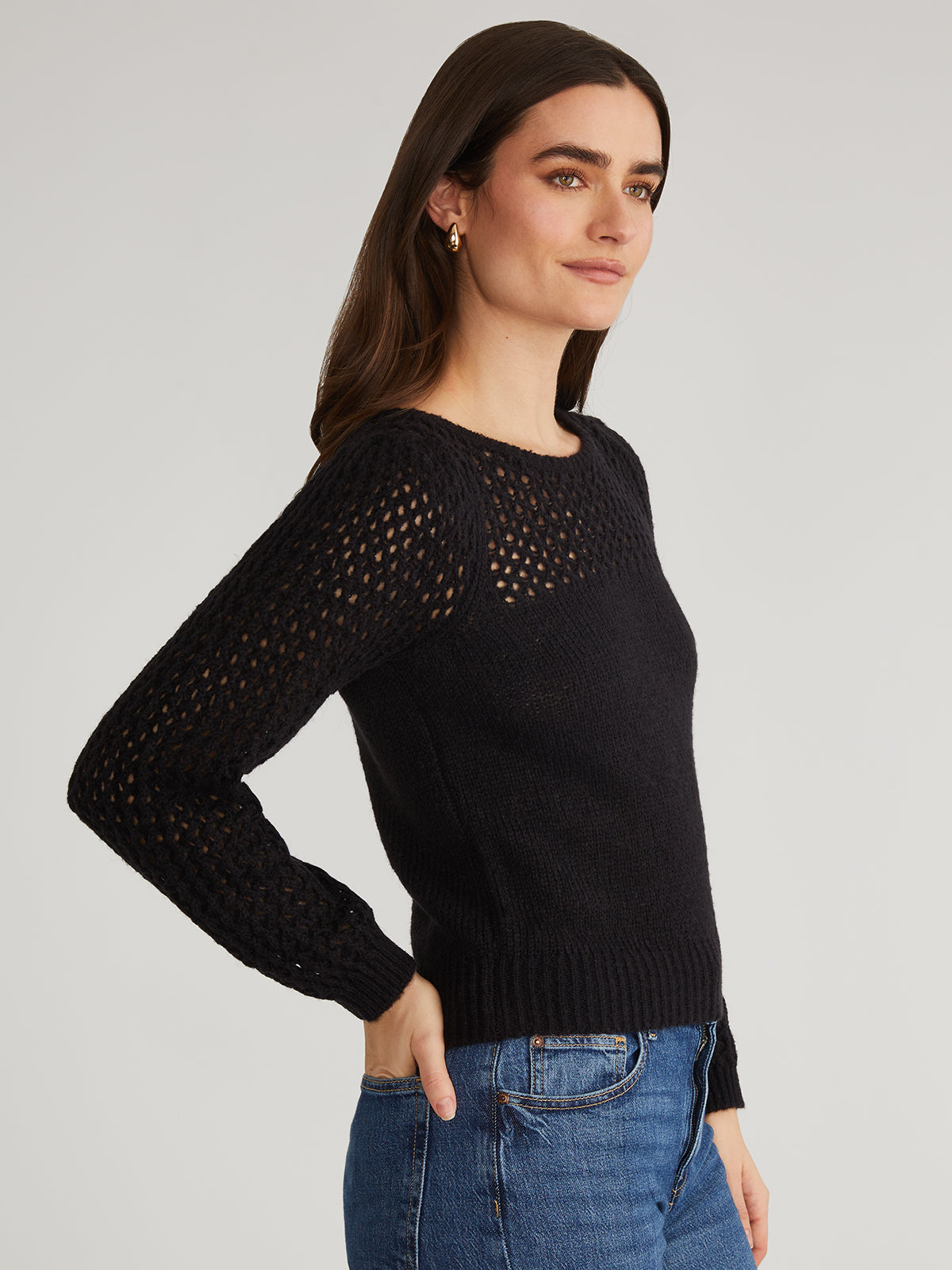 Brigid: Puff Sleeve Mesh Pullover