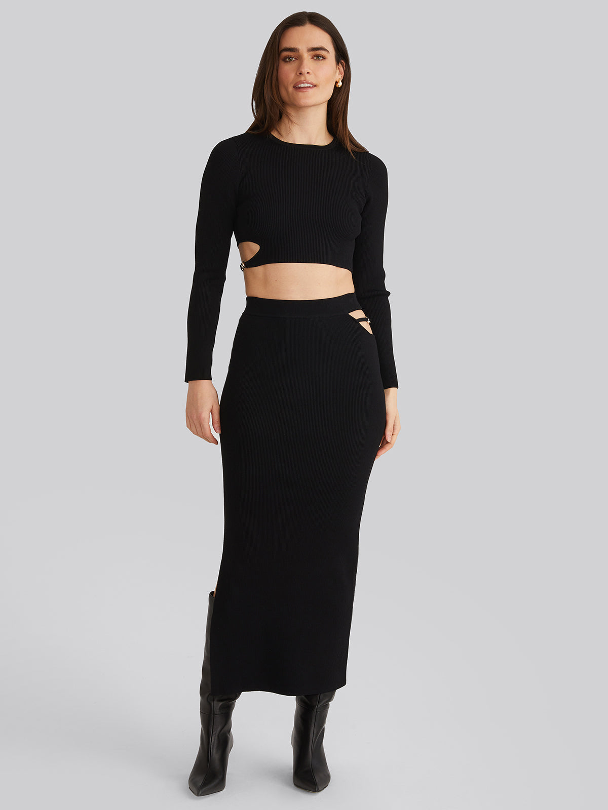 Alisha: Buckle Cutout Maxi Skirt