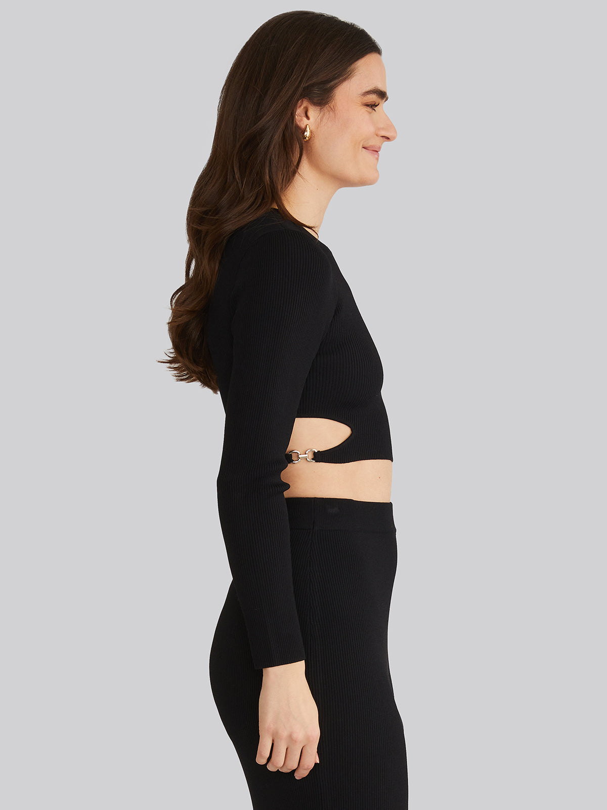 Alexia: Cropped Buckle Cutout Top