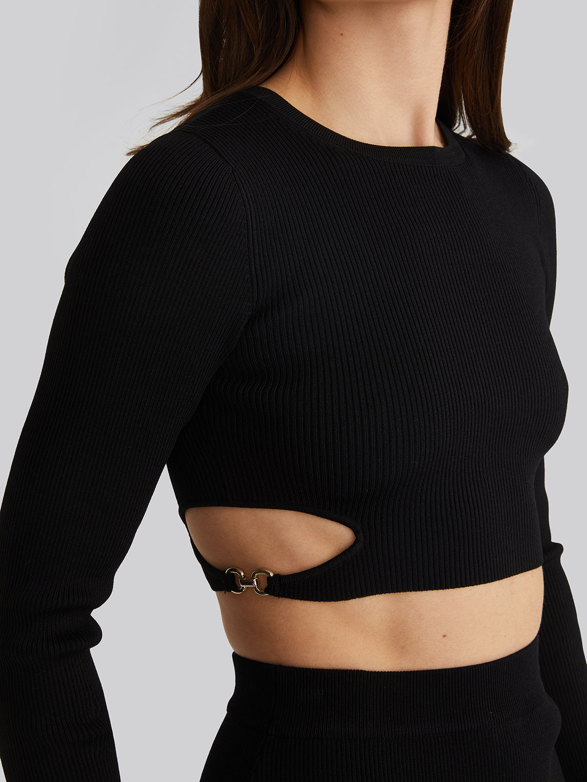 Alexia: Cropped Buckle Cutout Top