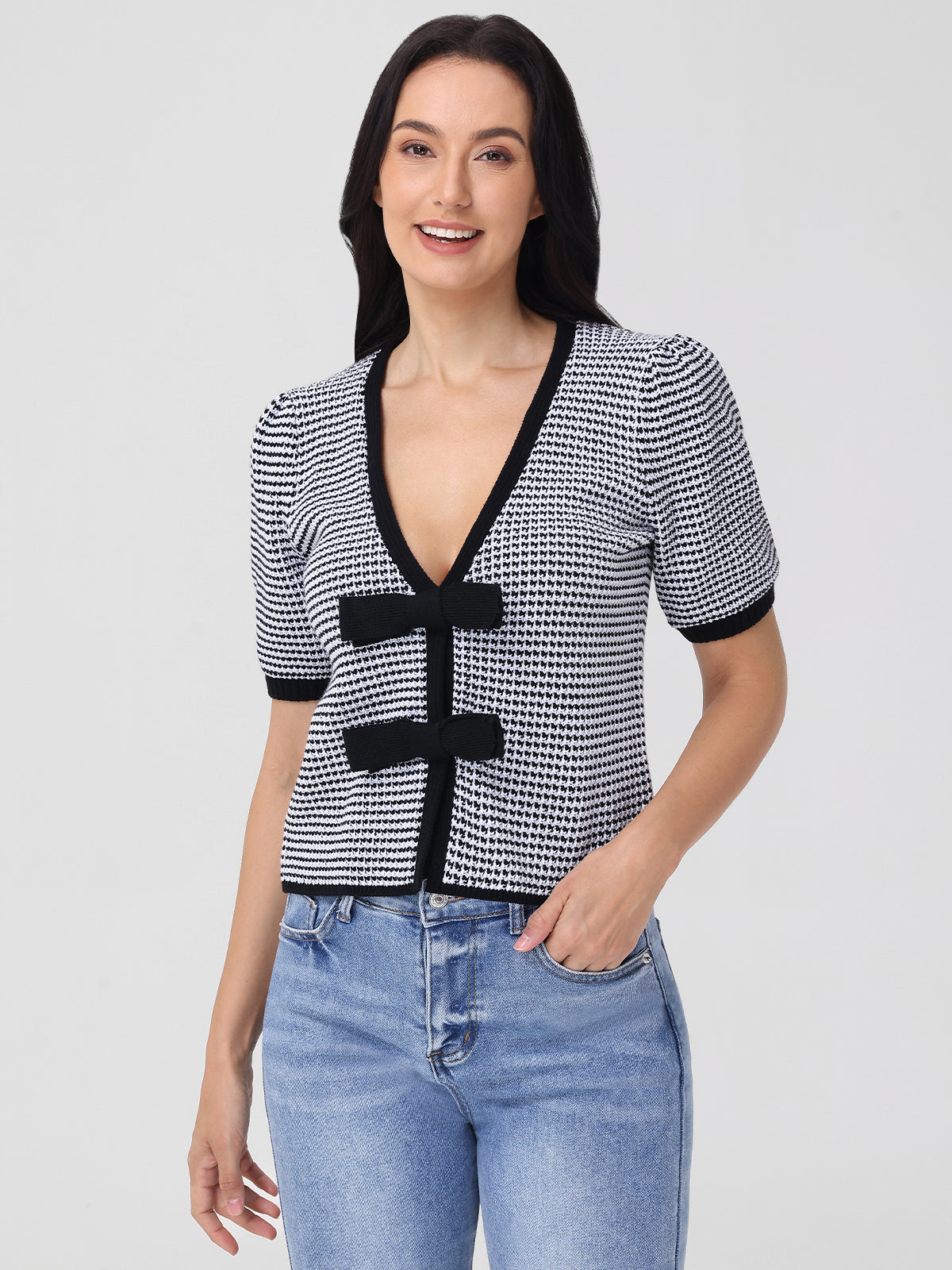 Elaine: Puff Sleeve Tie Front Top