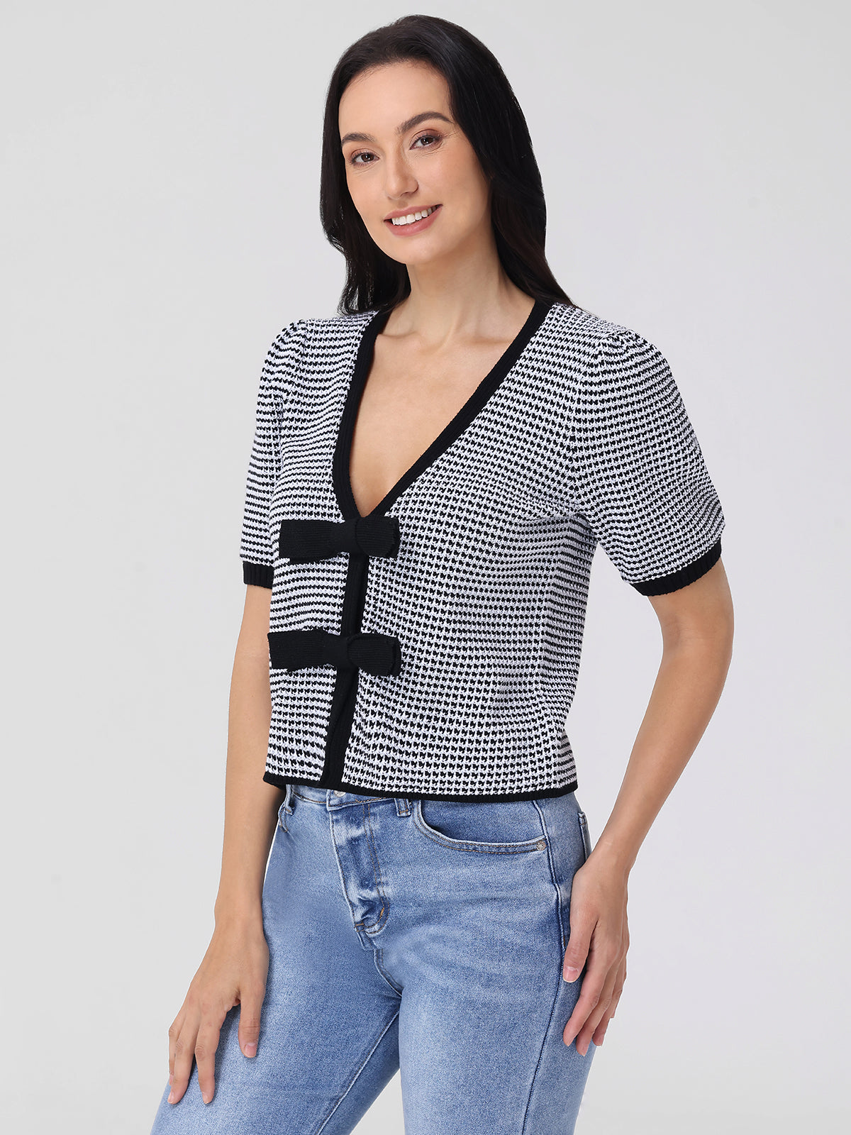 Elaine: Puff Sleeve Tie Front Top