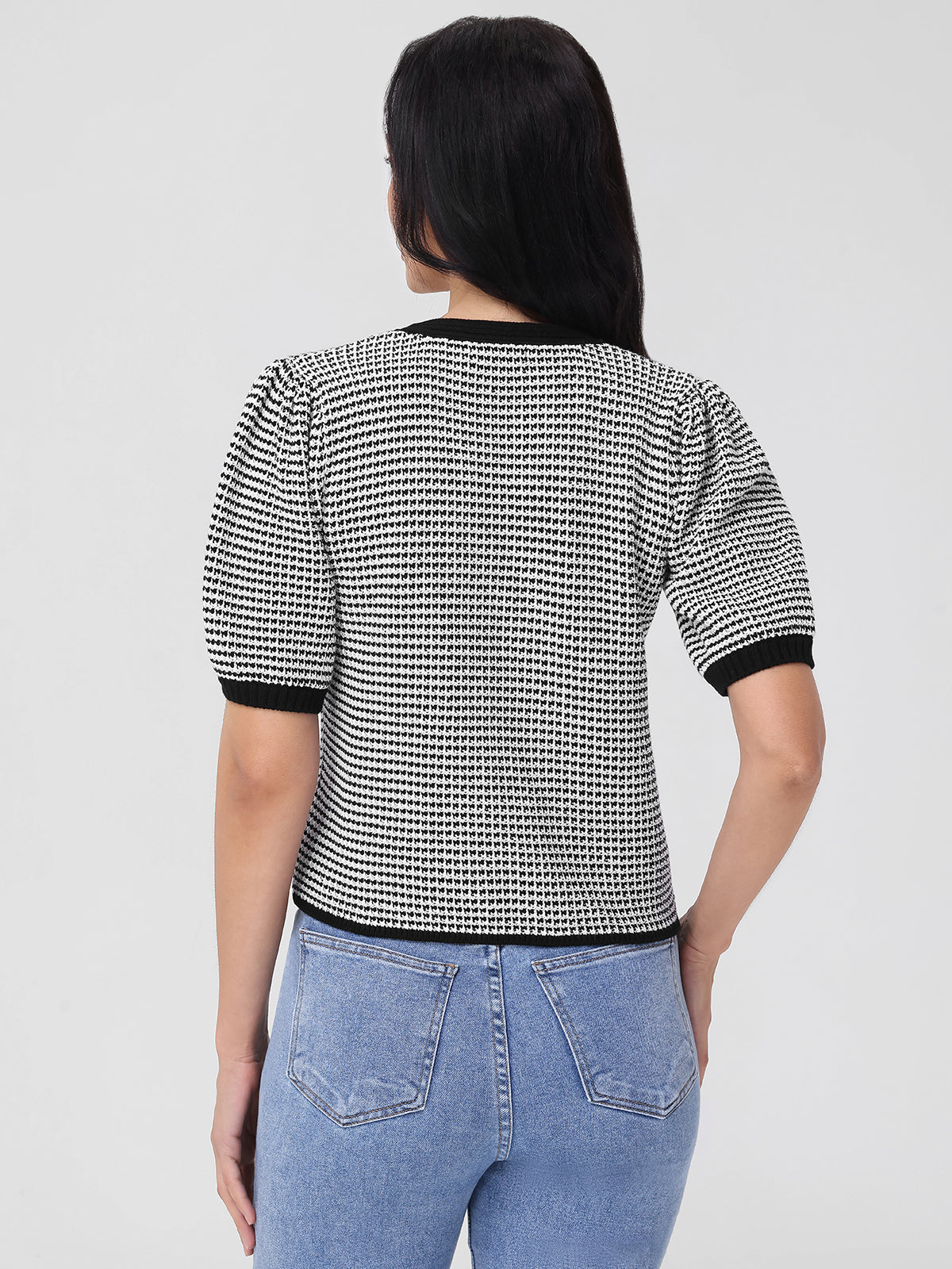 Elaine: Puff Sleeve Tie Front Top