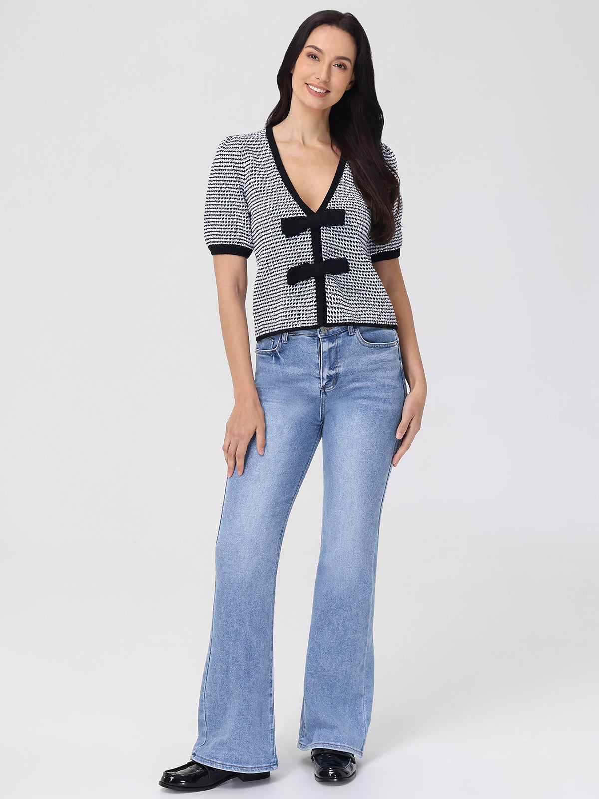 Elaine: Puff Sleeve Tie Front Top