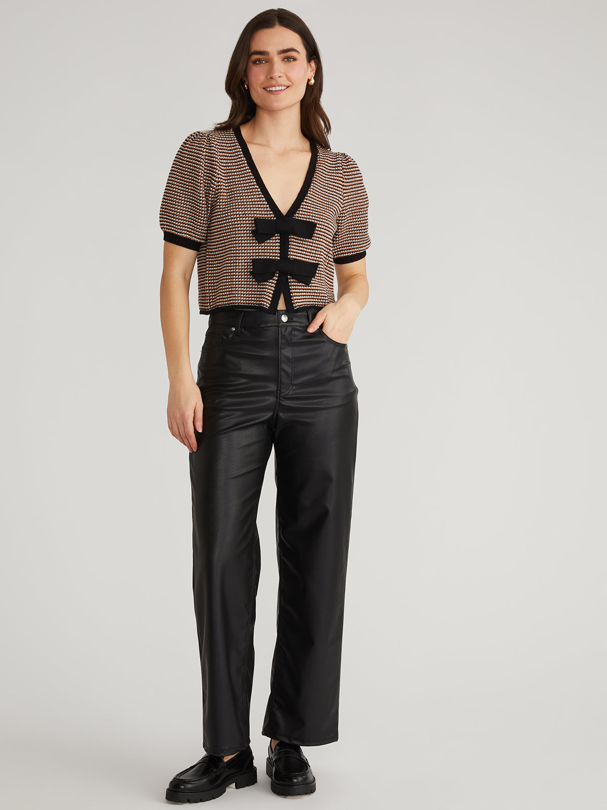 Elaine: Puff Sleeve Tie Front Top