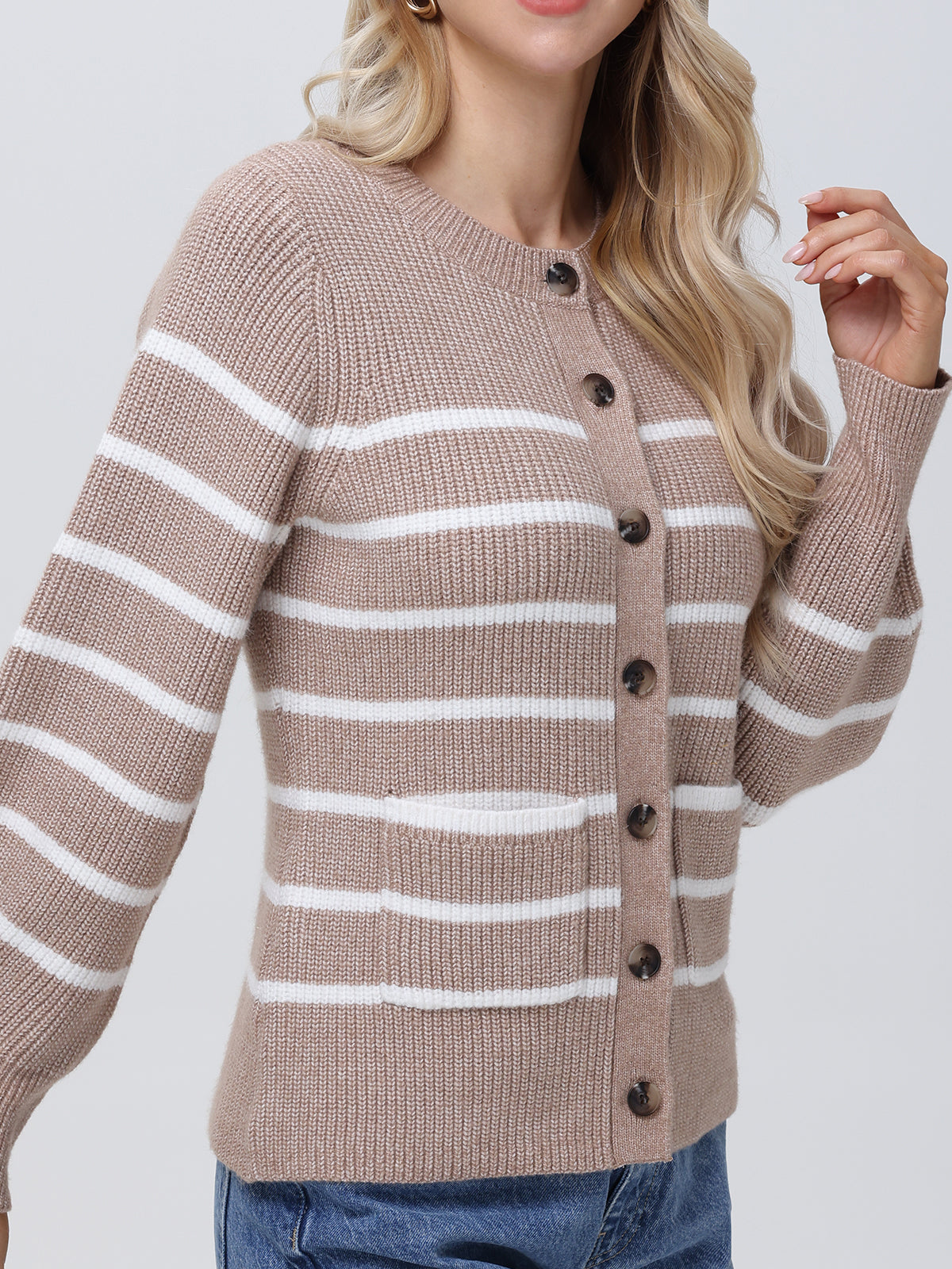 Josie: Crewneck Stripe Cardigan