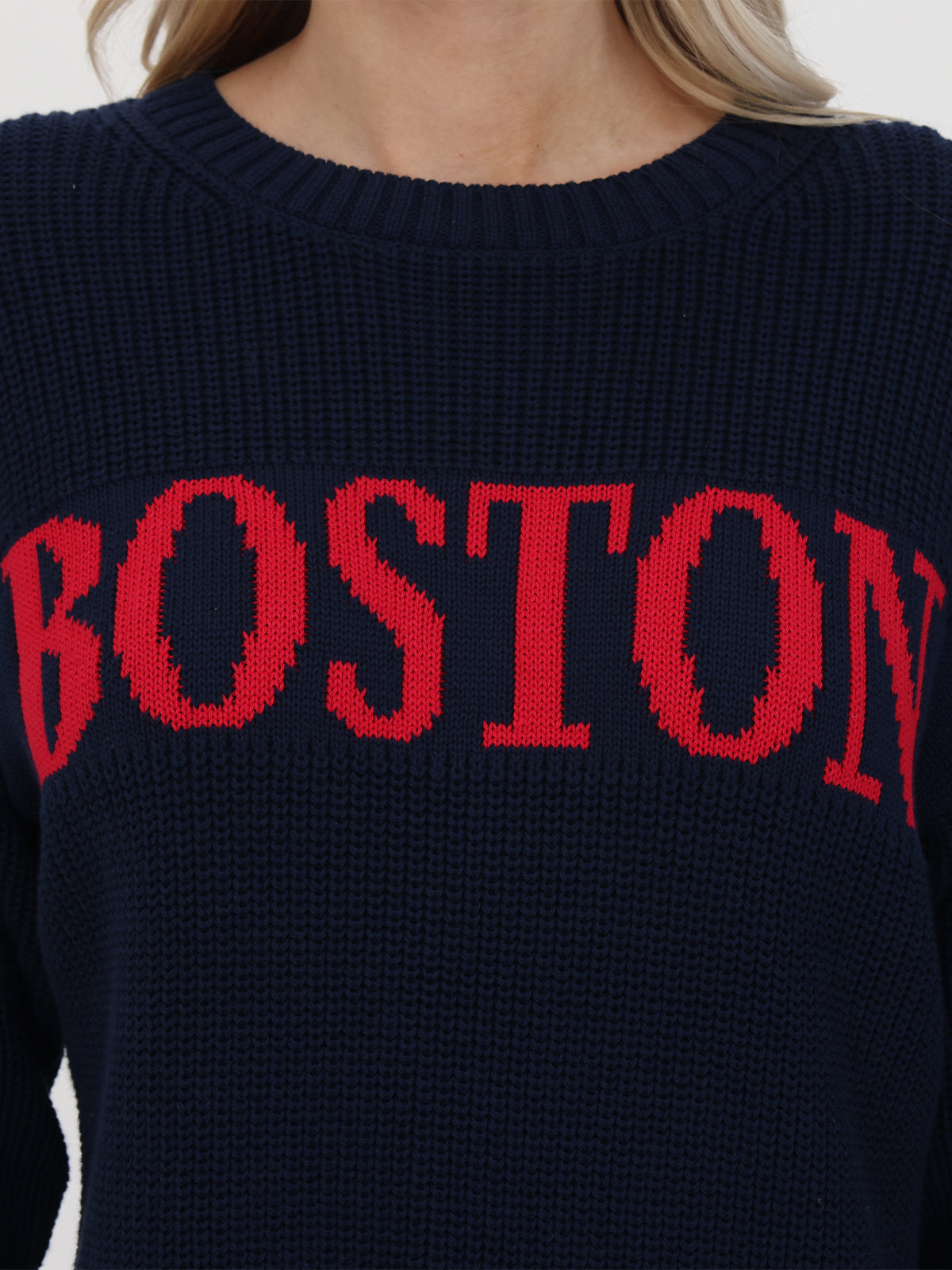 Boston: 100% Cotton Crewneck Shaker Stitch Sweater