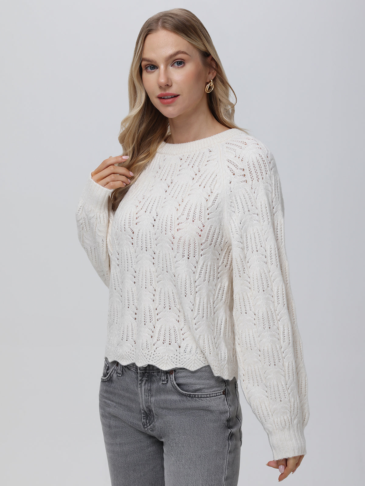 Athena: Pointelle Bow Back Sweater