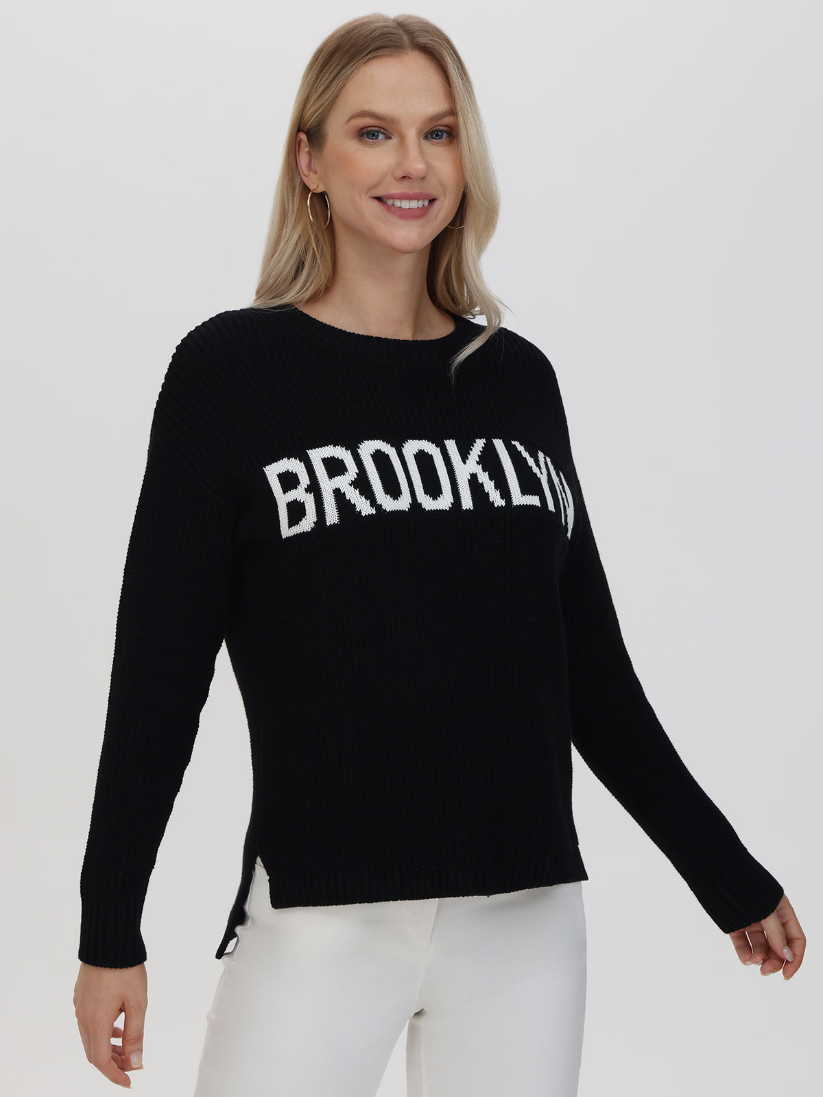 Brooklyn: 100% Cotton Crewneck Shaker Stitch Sweater