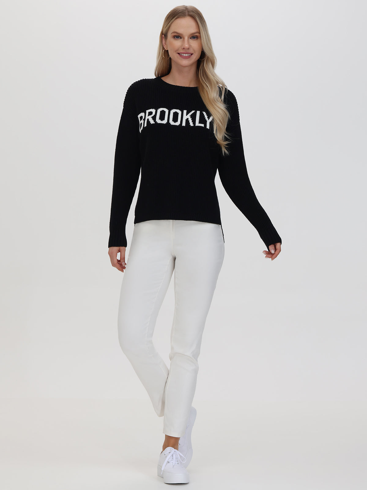 Brooklyn: 100% Cotton Crewneck Shaker Stitch Sweater