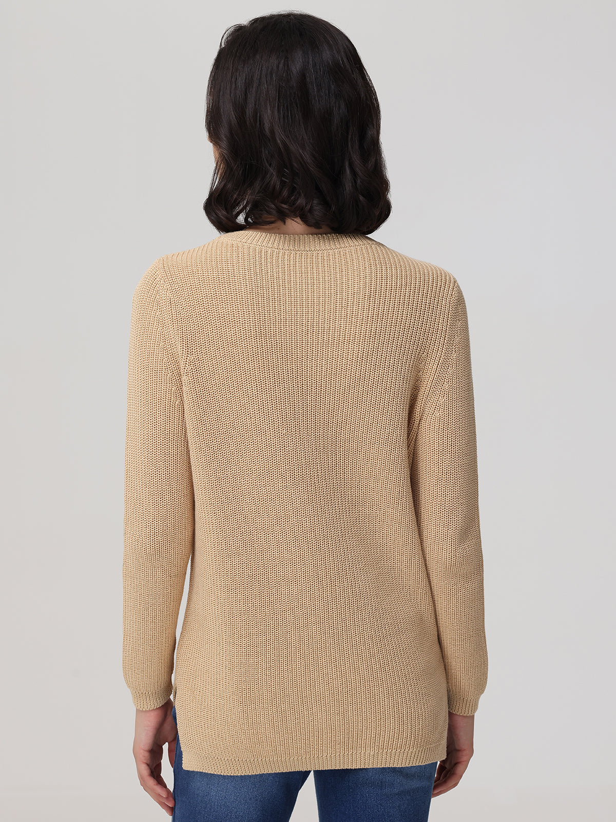 Emma: 100% Cotton Crewneck Shaker Stitch Sweater