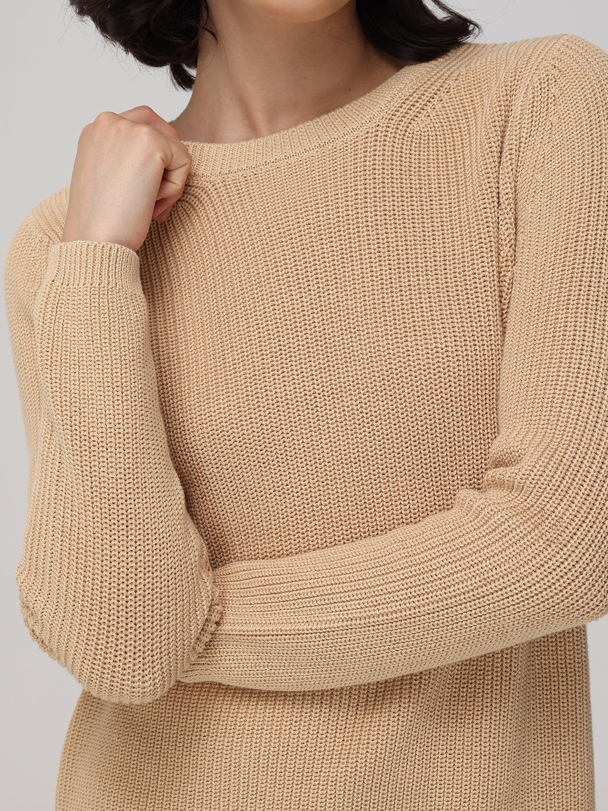 Emma: 100% Cotton Crewneck Shaker Stitch Sweater