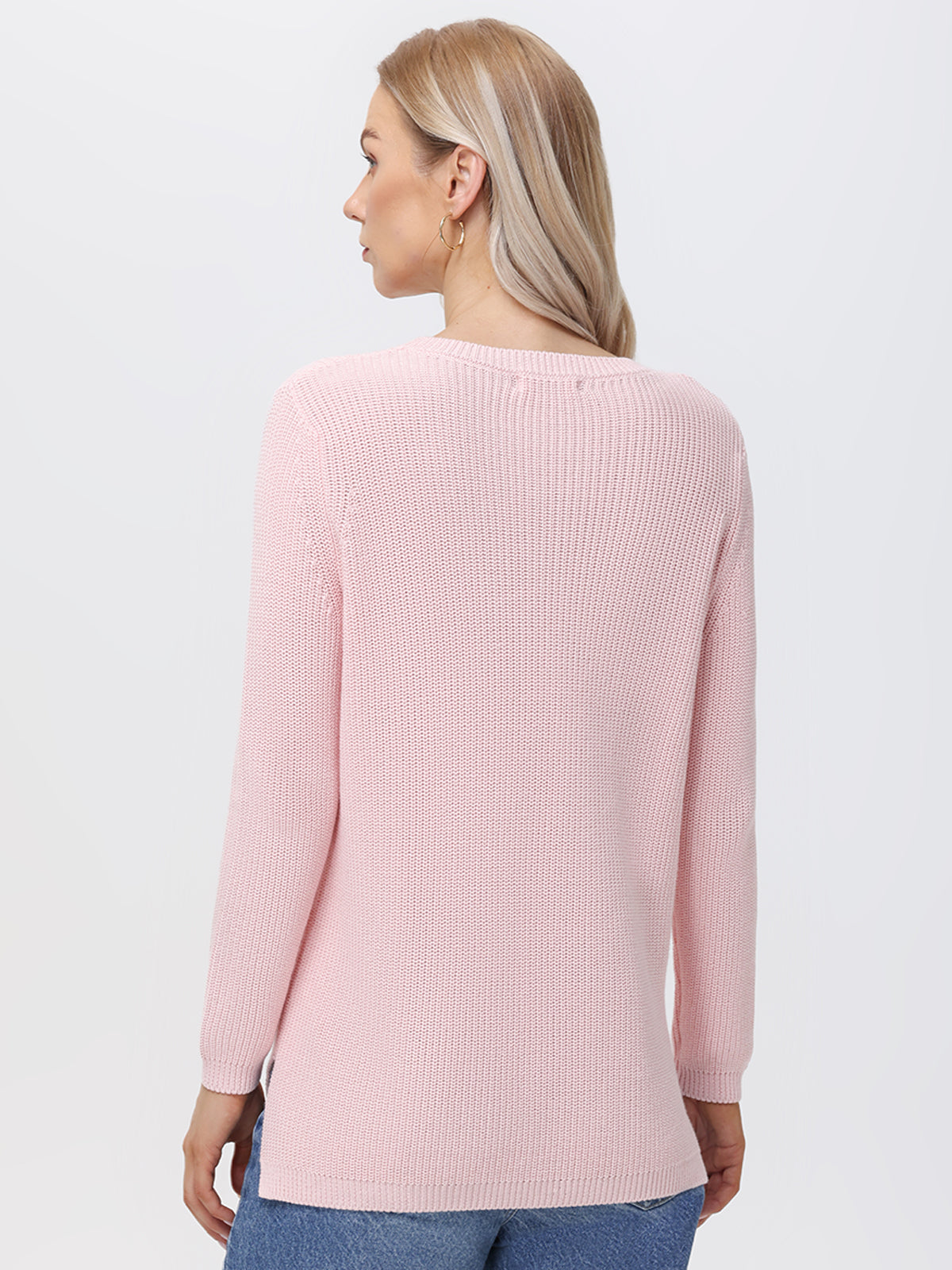 Emma: 100% Cotton Crewneck Shaker Stitch Sweater