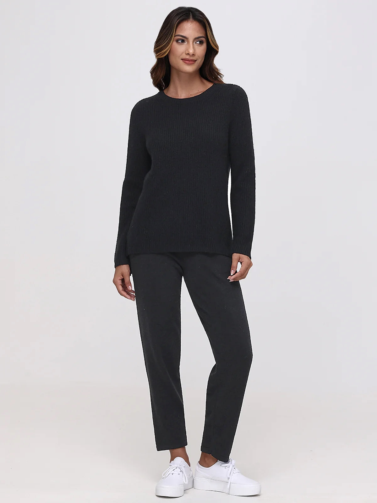 Emma: Cashmere Crewneck Shaker Stitch Sweater