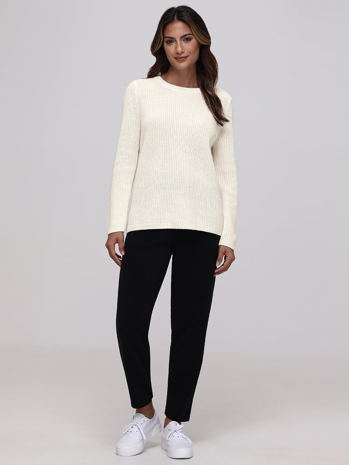 Emma: Cashmere Crewneck Shaker Stitch Sweater