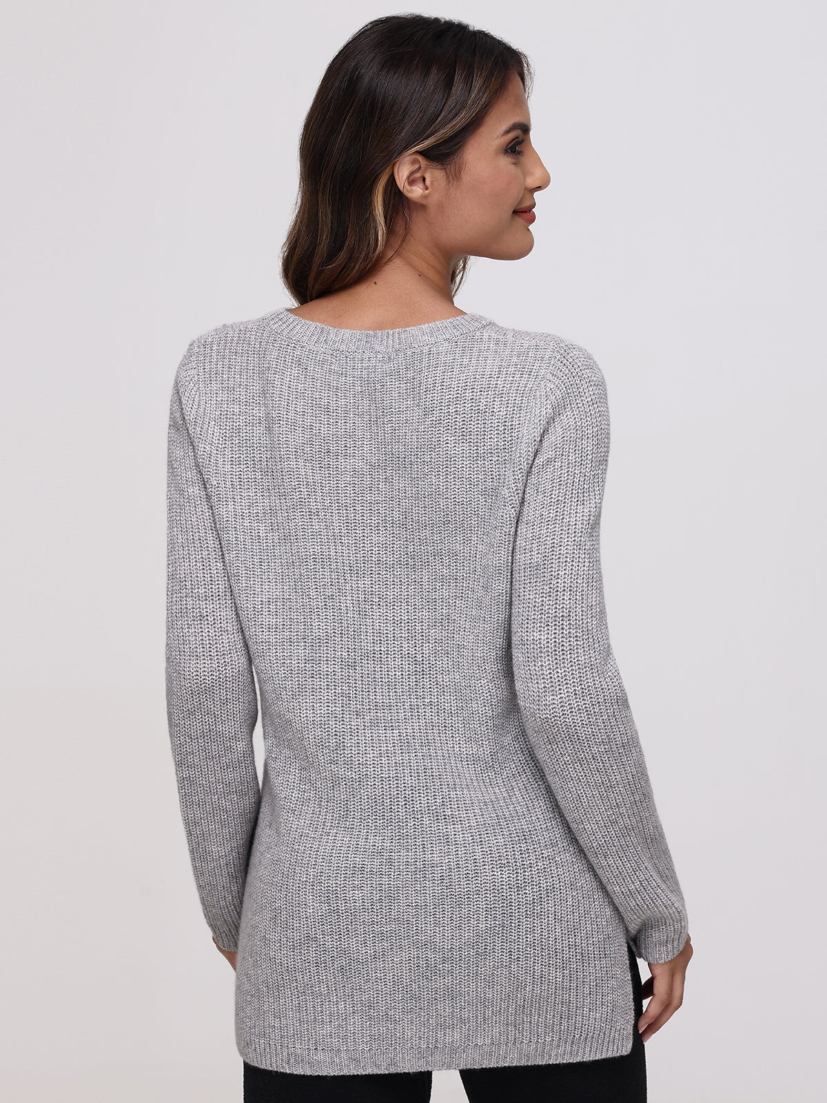 Emma: Cashmere Crewneck Shaker Stitch Sweater